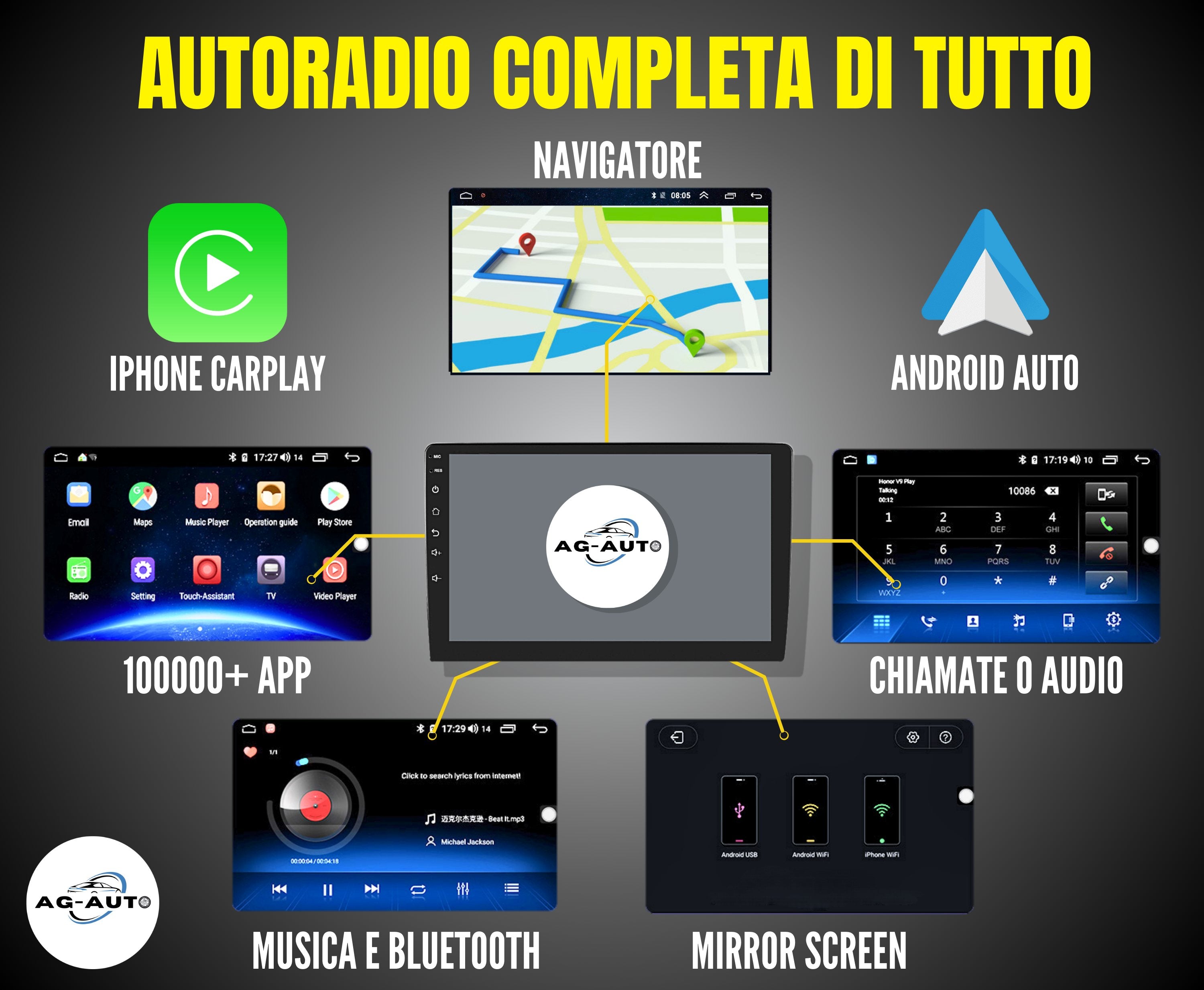 Opel Adam | Mascherina Inclusa - Autoradio 2 Din Android auto + Carplay / Stereo Touch 2/64gb | Navigatore GPS + Bluetooth + Wifi