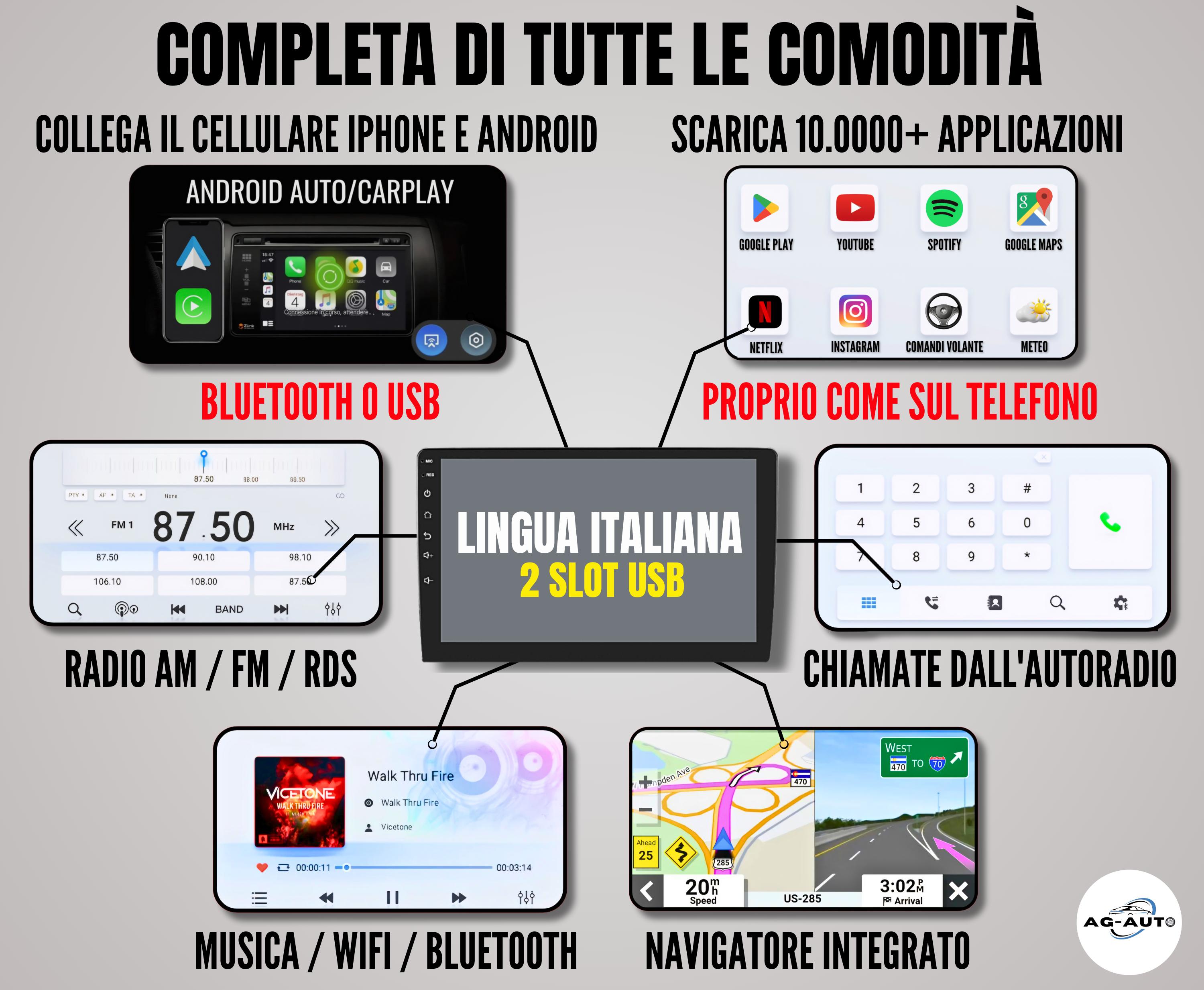 Nissan Qashqai (2006/2013) | 9 Pollici - Mascherina inclusa - Autoradio 2 Din Android auto + Carplay / Stereo Touch 2/64gb | Navigatore GPS + Bluetooth + Wifi