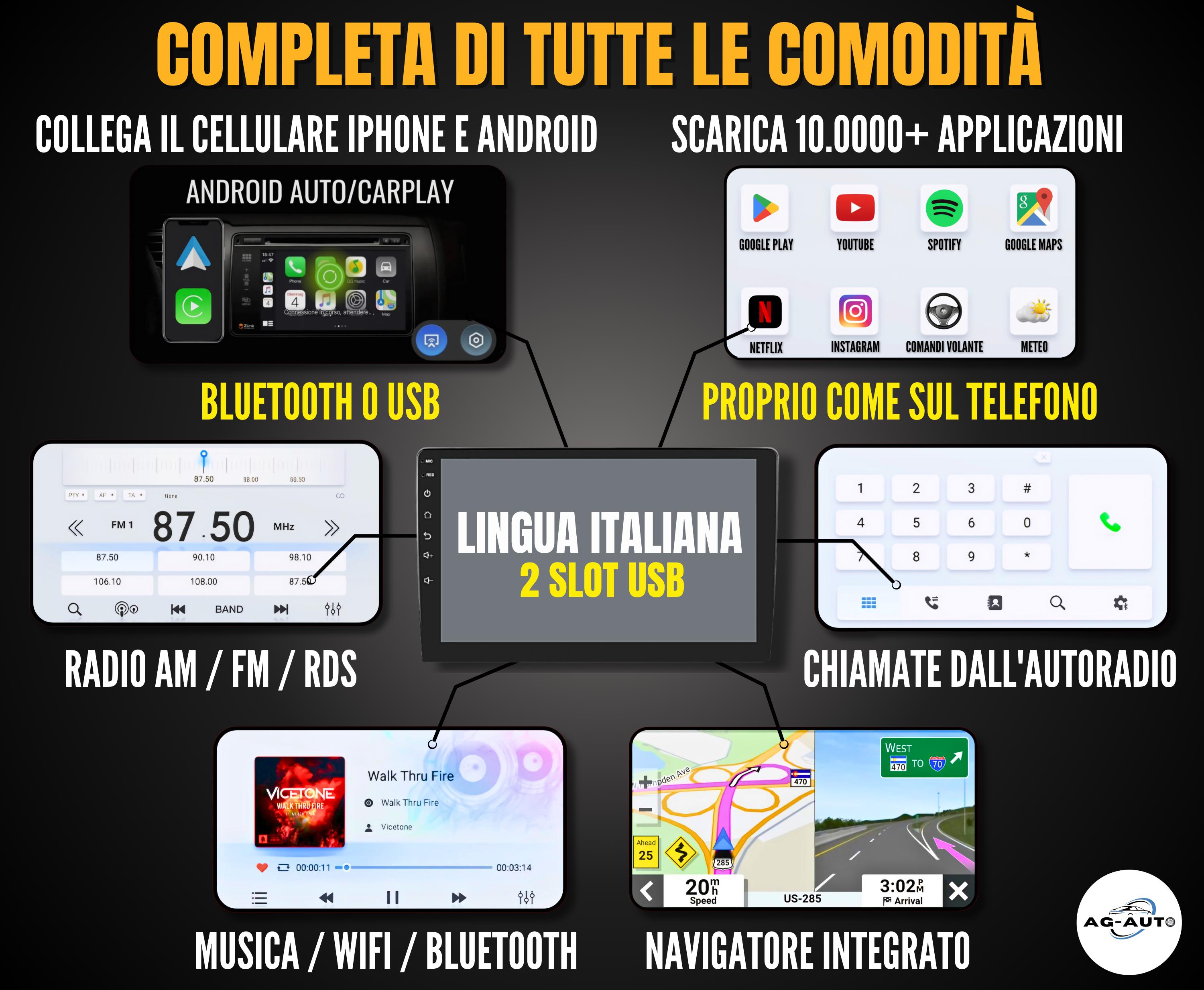 Renault Megane 3 (2008/2014) | 9 Pollici - Mascherina inclusa - Autoradio 2 Din Android auto + Carplay / Stereo Touch 2/64gb | Navigatore GPS + Bluetooth + Wifi
