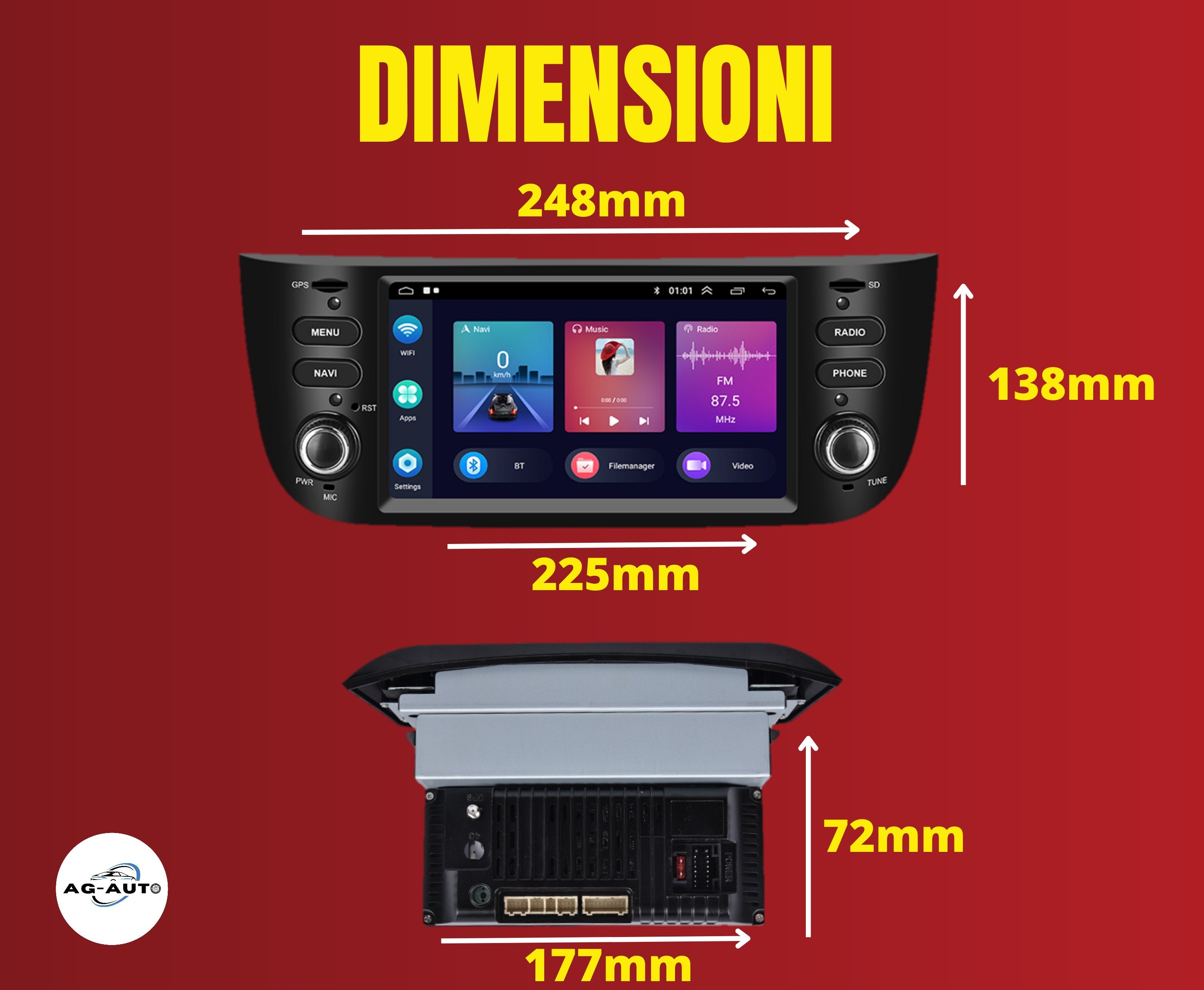 Fiat Grande Punto-Evo-Linea | 2/64gb Autoradio Android Auto + Carplay Stereo Navigatore Touch / Car Tablet Gps + Bluetooth + Wifi