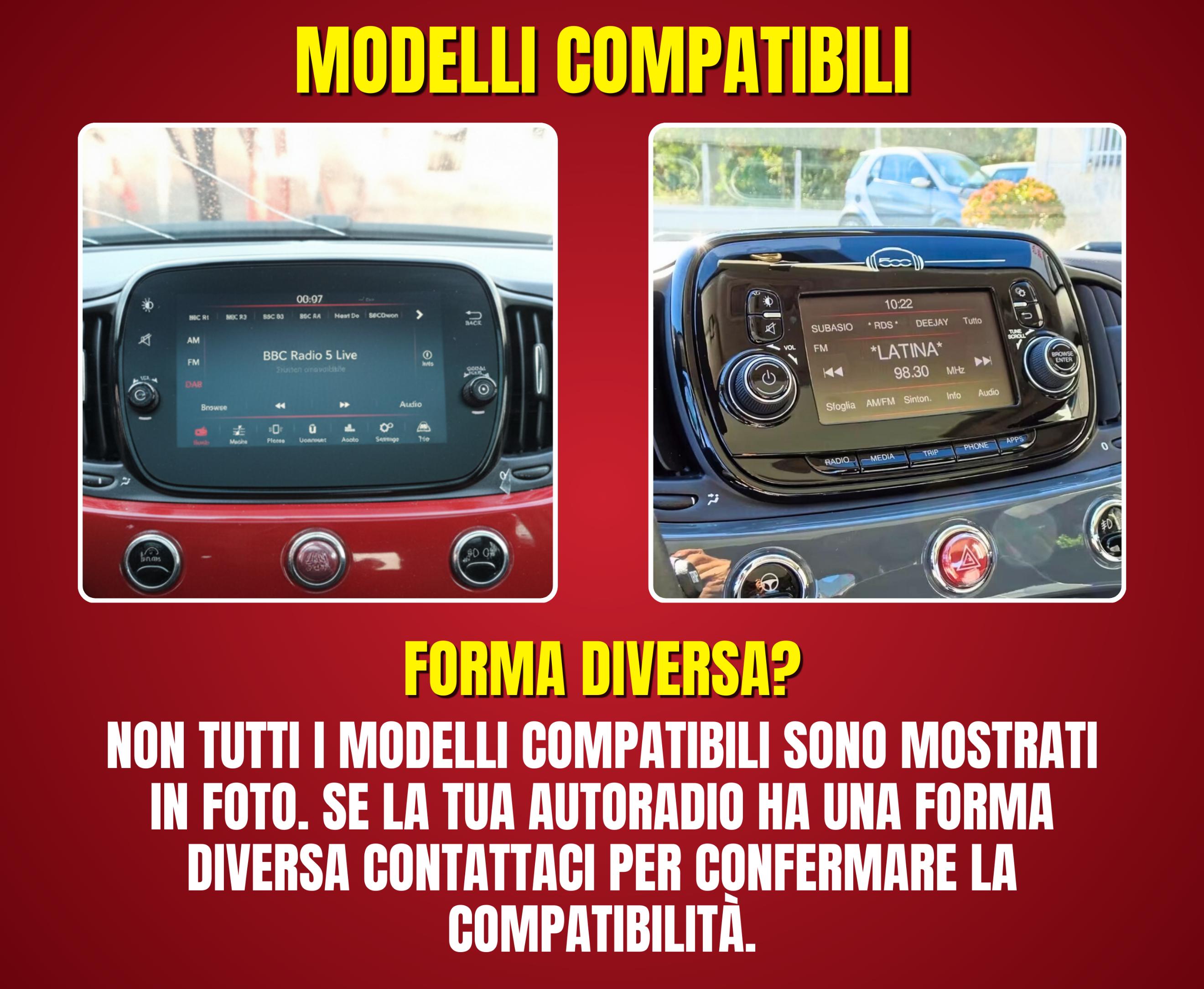 Fiat 500 / 500C (2015/2020) | Autoradio 2 Din Android auto + Carplay / Stereo Touch | Navigatore GPS + Bluetooth + Wifi + 2 USB