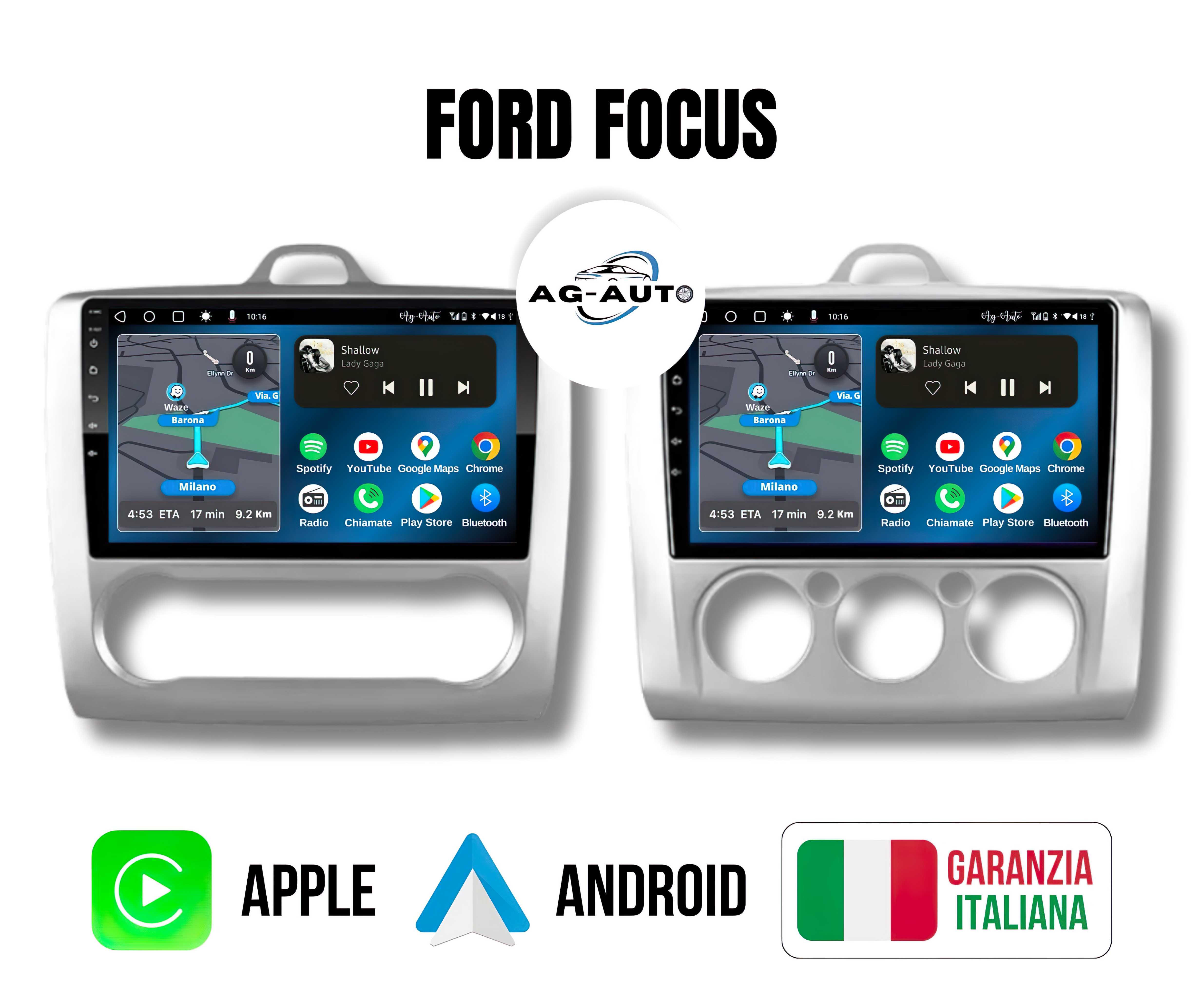 Ford Focus 2 | 9 pollici - Mascherina Inclusa Autoradio 2 Din Android auto + Carplay / mk2 Stereo Touch 2/64gb - 4/64gb | Navigatore GPS + Bluetooth + Wifi