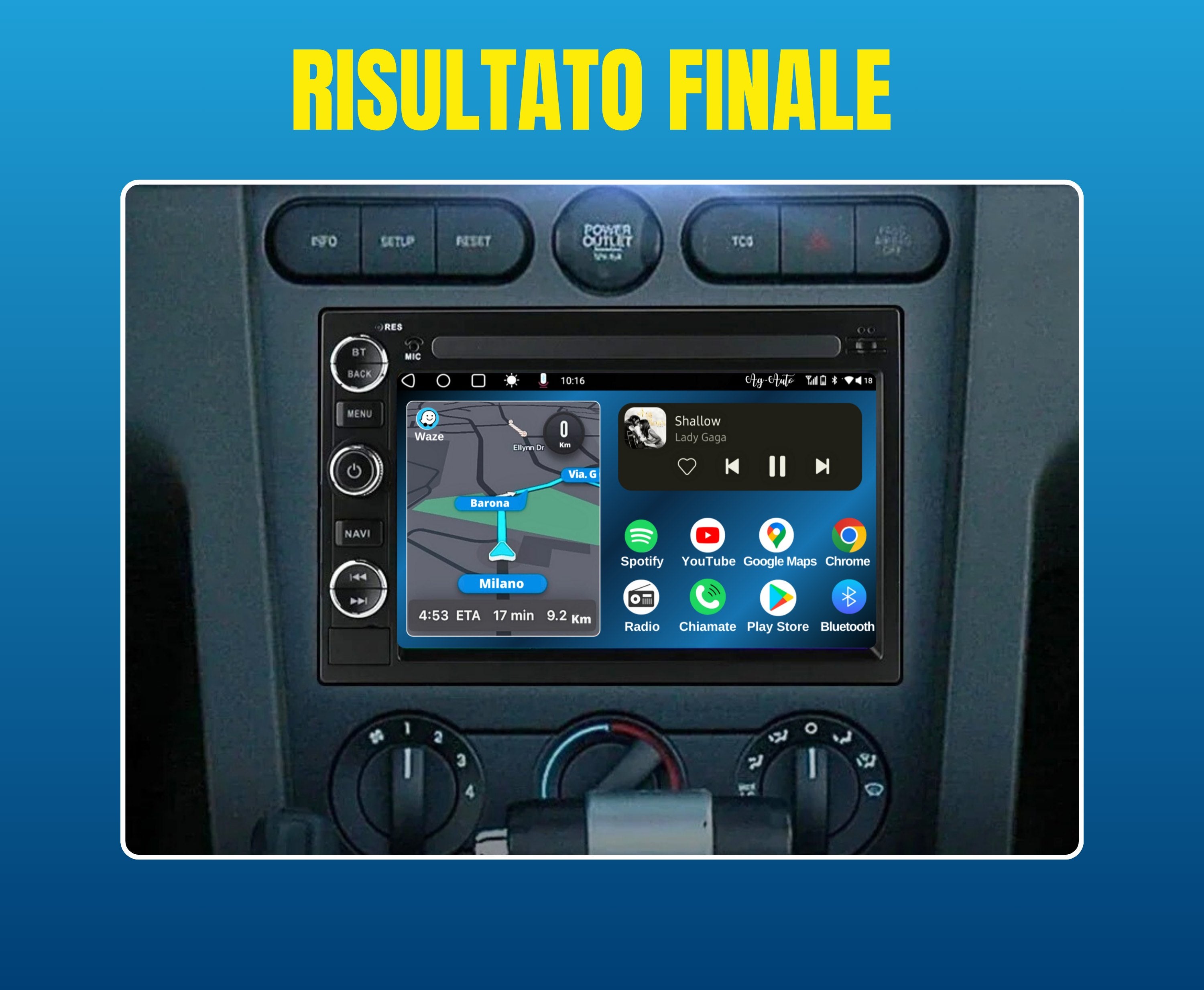 Ford Universale | Autoradio 2 Din Android auto + Carplay Stereo Touch | USB + Navigatore GPS + Bluetooth + Wifi