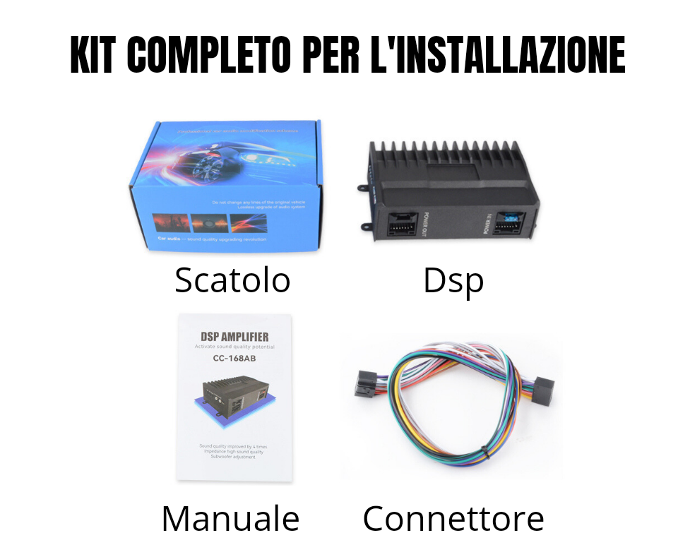 Amplificatore audio DSP Sound| Amplificatore di Potenza  4*47W audio treble Bass | Processore dsp Suono Potente e Cristallino in auto