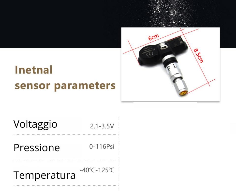 Ag-Auto Sistema Professionale  monitoraggio della pressione dei pneumatici Pro PMS System / per auto, camper, furgoni  ecc..|  USB Android | Visualizzazione TPMS con allarme di temperatura + quattro sensori interni