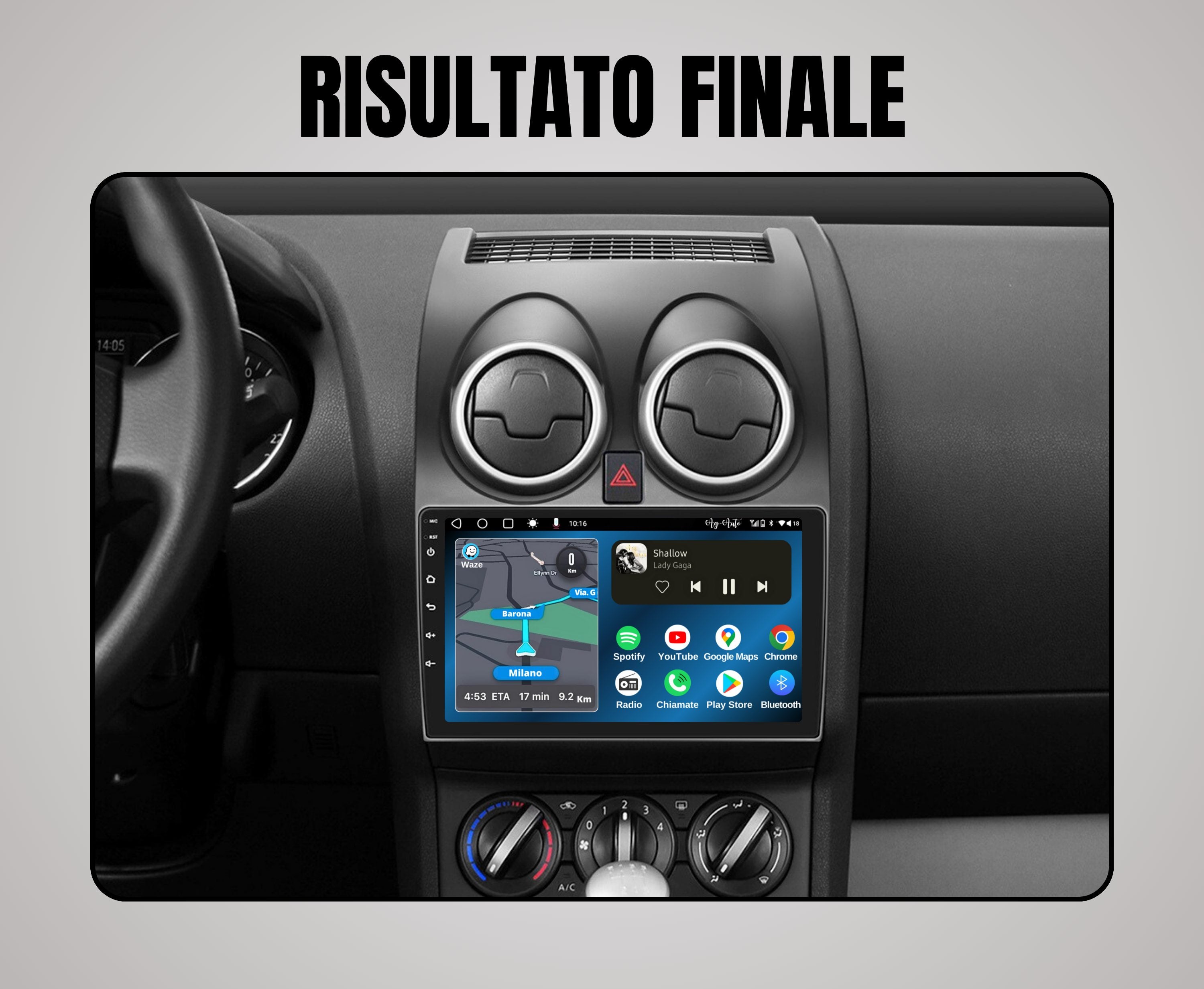 Nissan Qashqai | 9 Pollici - Mascherina inclusa - Autoradio 2 Din Android auto + Carplay / Stereo Touch 2/64gb | Navigatore GPS + Bluetooth + Wifi