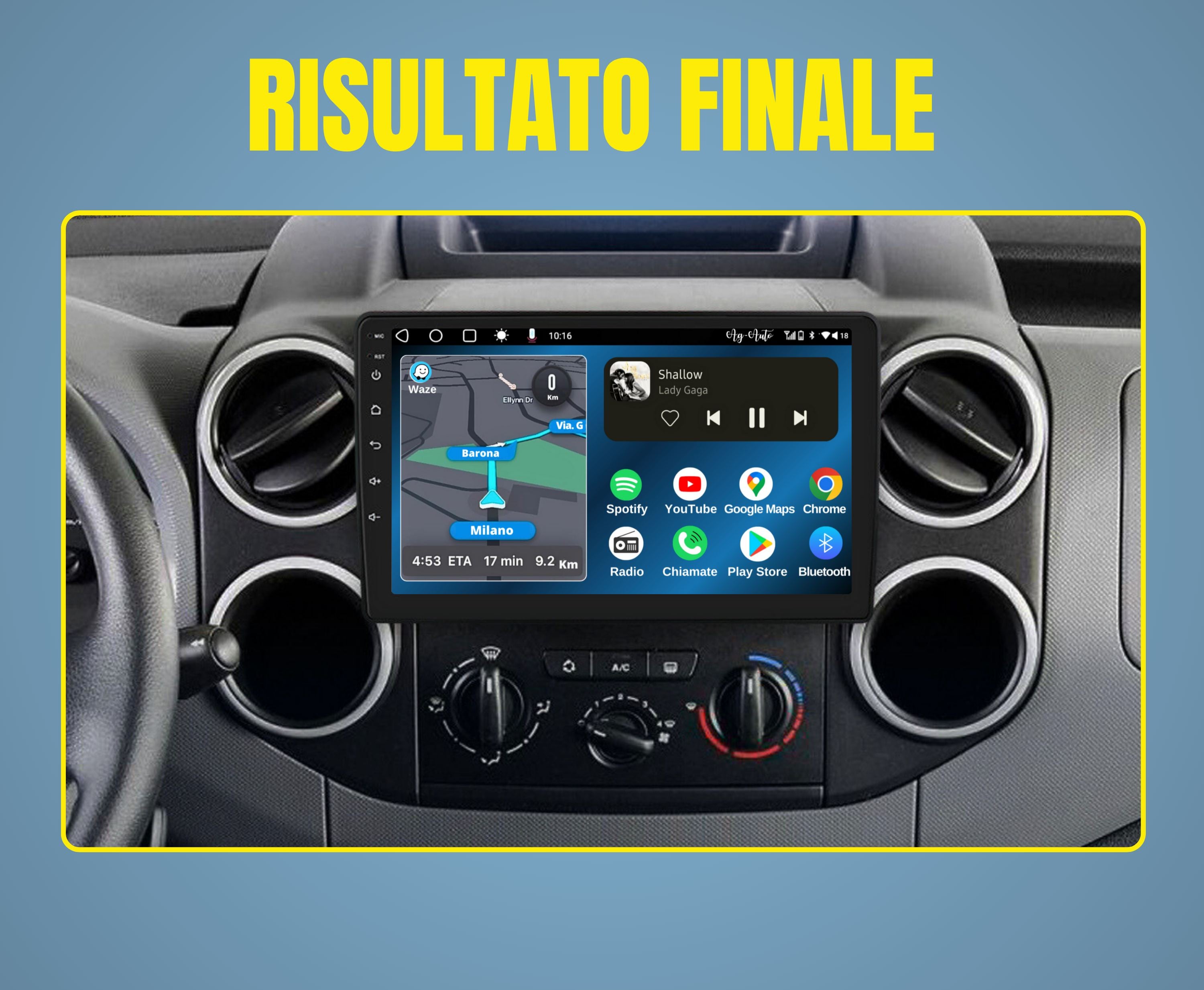 Citroen Berlingo 2 b9 | 9 Pollici - Mascherina inclusa - Autoradio 2 Din Android auto + Carplay / Stereo Touch 2/32gb | Navigatore GPS + Bluetooth + Wifi