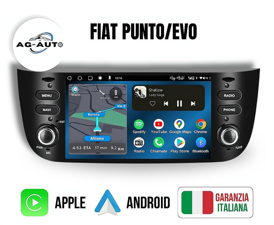 Autoradio Personalizzabile Autoradio Custo Fit Per Punto Evo Android GPS Bluetooth WiFi Dab USB Autoradio Con CarPlay