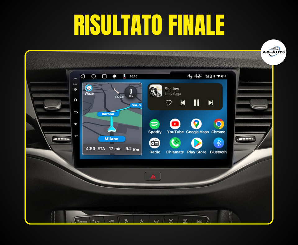 Opel Astra K | 9 pollici - Mascherina Inclusa Autoradio 2 Din Android auto + Carplay / Stereo Touch 2/64gb gb | Navigatore GPS + Bluetooth + Wifi