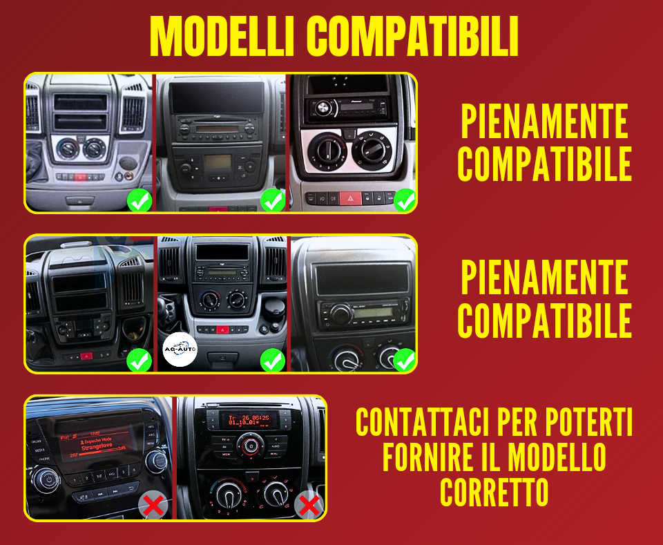 Fiat Ducato | 9 pollici | Mascherina Inclusa - Autoradio 2 Din Android auto + Carplay / Stereo Touch | Navigatore GPS + Bluetooth + Wifi