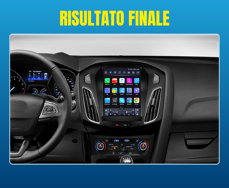 Ford Focus 3 Mk3 Tesla |10 pollici - Mascherina Inclusa Autoradio 2 Din Android auto + Carplay | 2/32gb Stereo Touch | Navigatore GPS + Bluetooth + Wifi