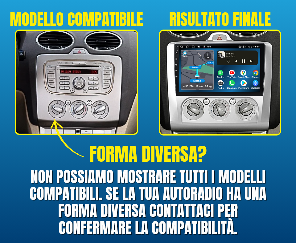 Ford Focus 2 | 9 pollici - Mascherina Inclusa Autoradio 2 Din Android auto + Carplay / mk2 Stereo Touch 2/64gb - 4/64gb | Navigatore GPS + Bluetooth + Wifi