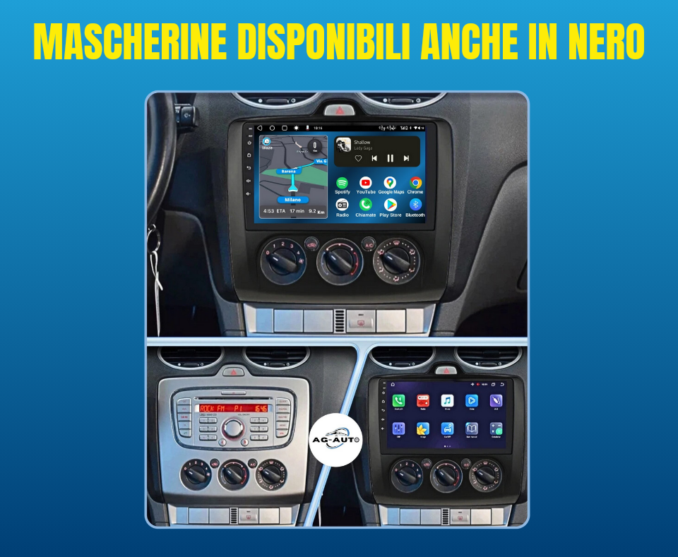 Ford Focus 2 | 9 pollici - Mascherina Inclusa Autoradio 2 Din Android auto + Carplay / mk2 Stereo Touch 2/64gb - 4/64gb | Navigatore GPS + Bluetooth + Wifi