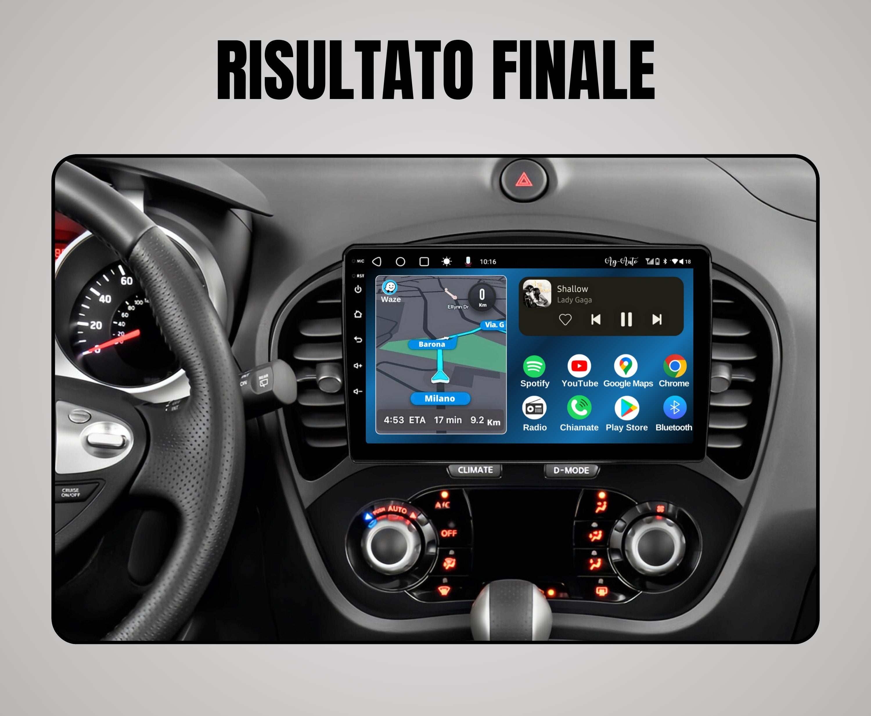 Nissan Juke | 9 pollici - Mascherina Inclusa - Autoradio 2 Din Android auto + Carplay / Yf15 Stereo Touch 2/64gb | Navigatore GPS + Bluetooth + Wifi