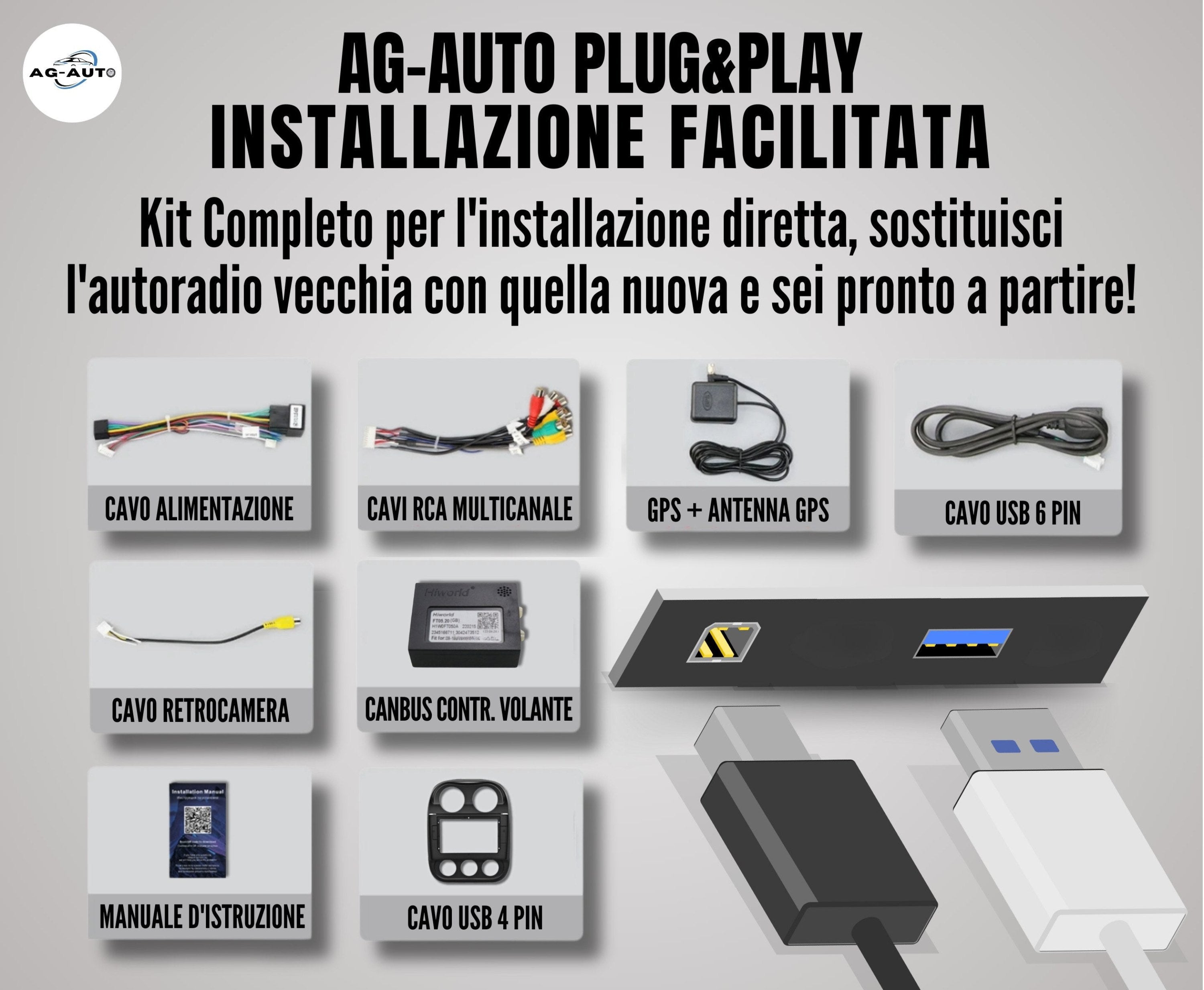 Jeep Compass | 9 Pollici - Mascherina inclusa - Autoradio 2 Din Android auto + Carplay / Stereo Touch 2/64gb | Navigatore GPS + Bluetooth + Wifi