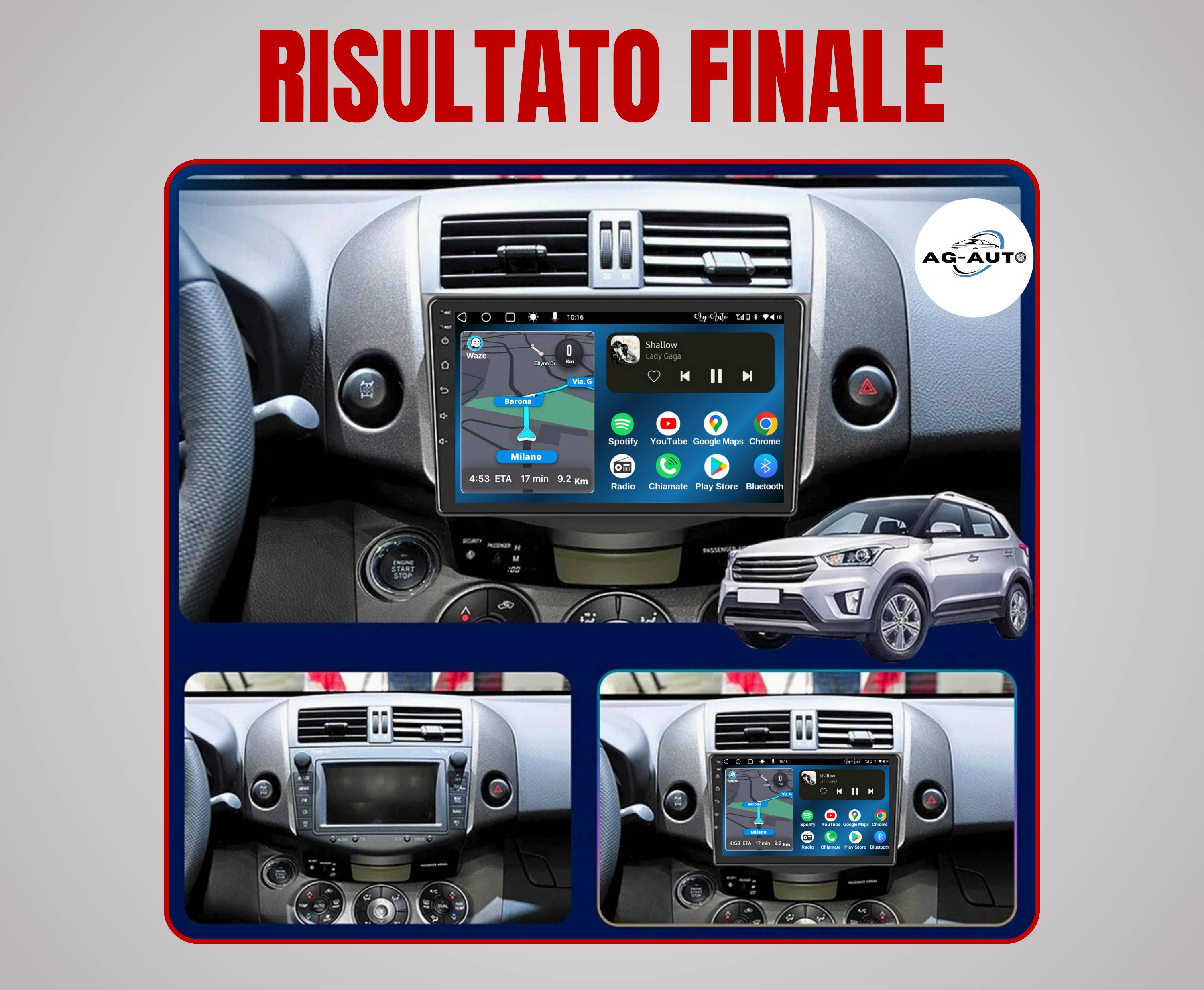 Toyota Rav 4 | 9 Pollici - Mascherina inclusa - Autoradio 2 Din Android auto + Carplay / Stereo Touch 2/64gb | Navigatore GPS + Bluetooth + Wifi