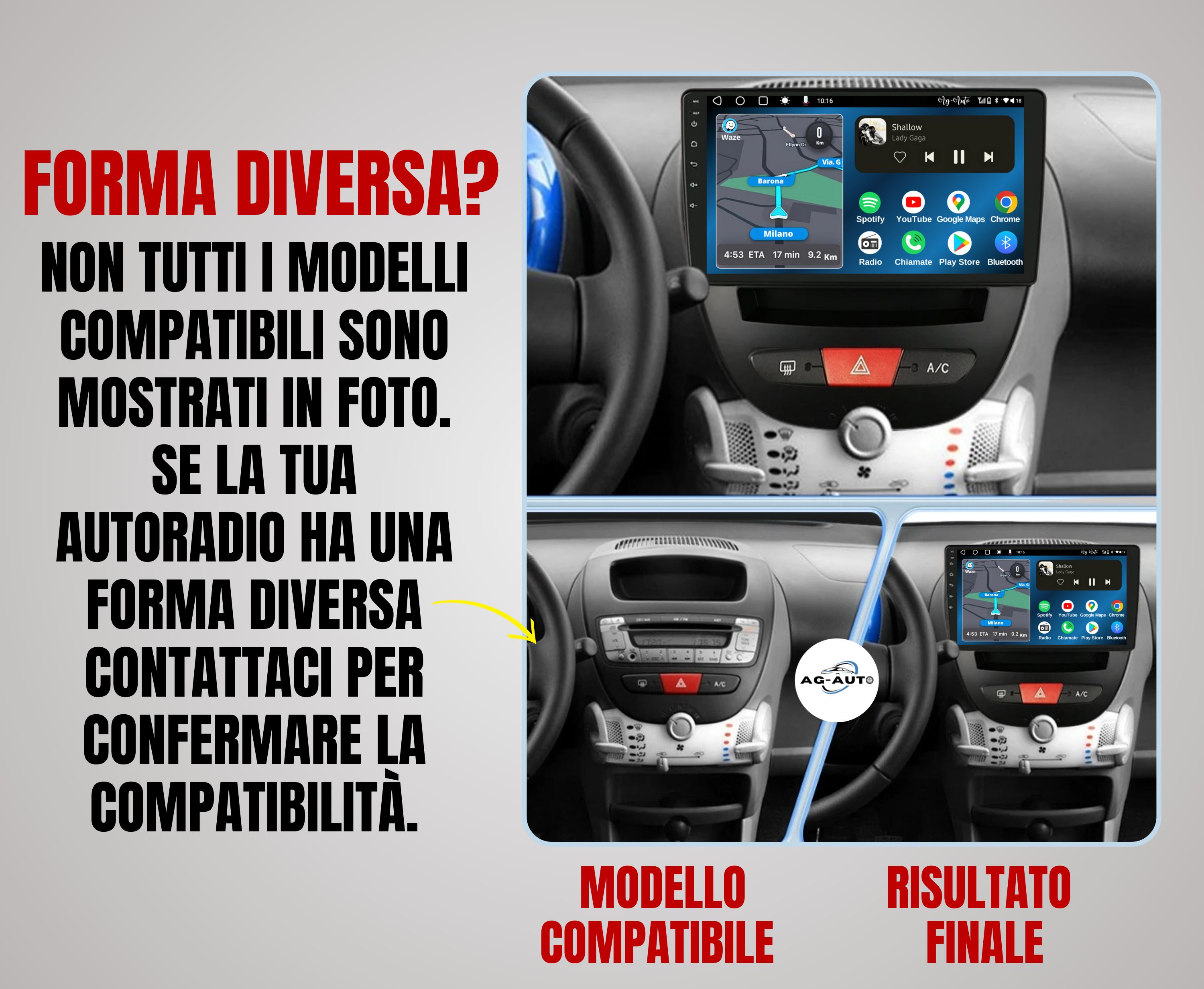 Toyota Aygo | 9 Pollici - Mascherina inclusa - Autoradio 2 Din Android auto + Carplay / Stereo Touch 2/64gb | Navigatore GPS + Bluetooth + Wifi