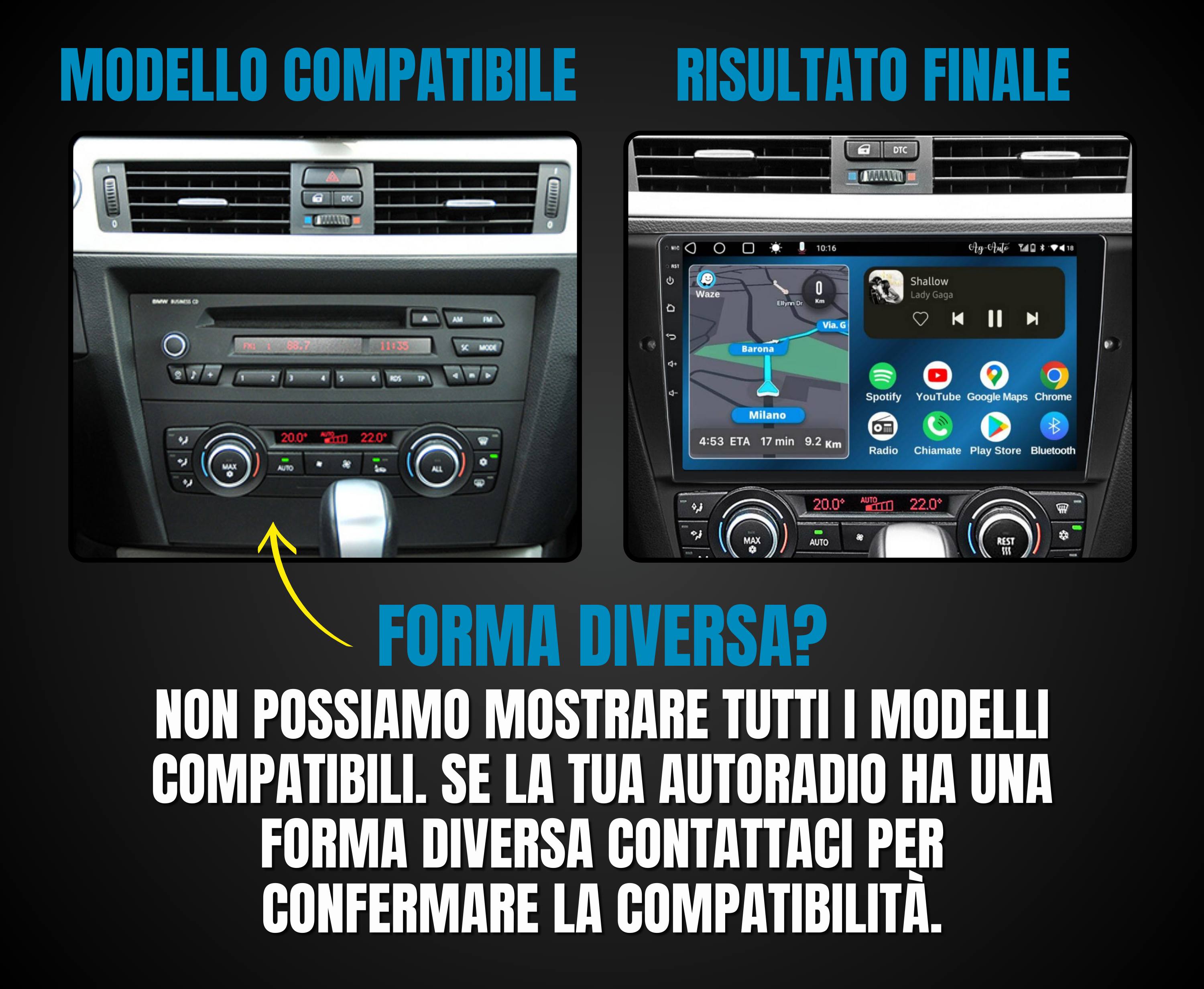 Bmw e90/91/92/93 (2006-2012) | 9 pollici - Mascherina Inclusa Autoradio 2 Din Android auto + Carplay / Bmw e90 e91 e92 e93 Stereo Touch 2/64gb | Navigatore GPS + Bluetooth + Wifi