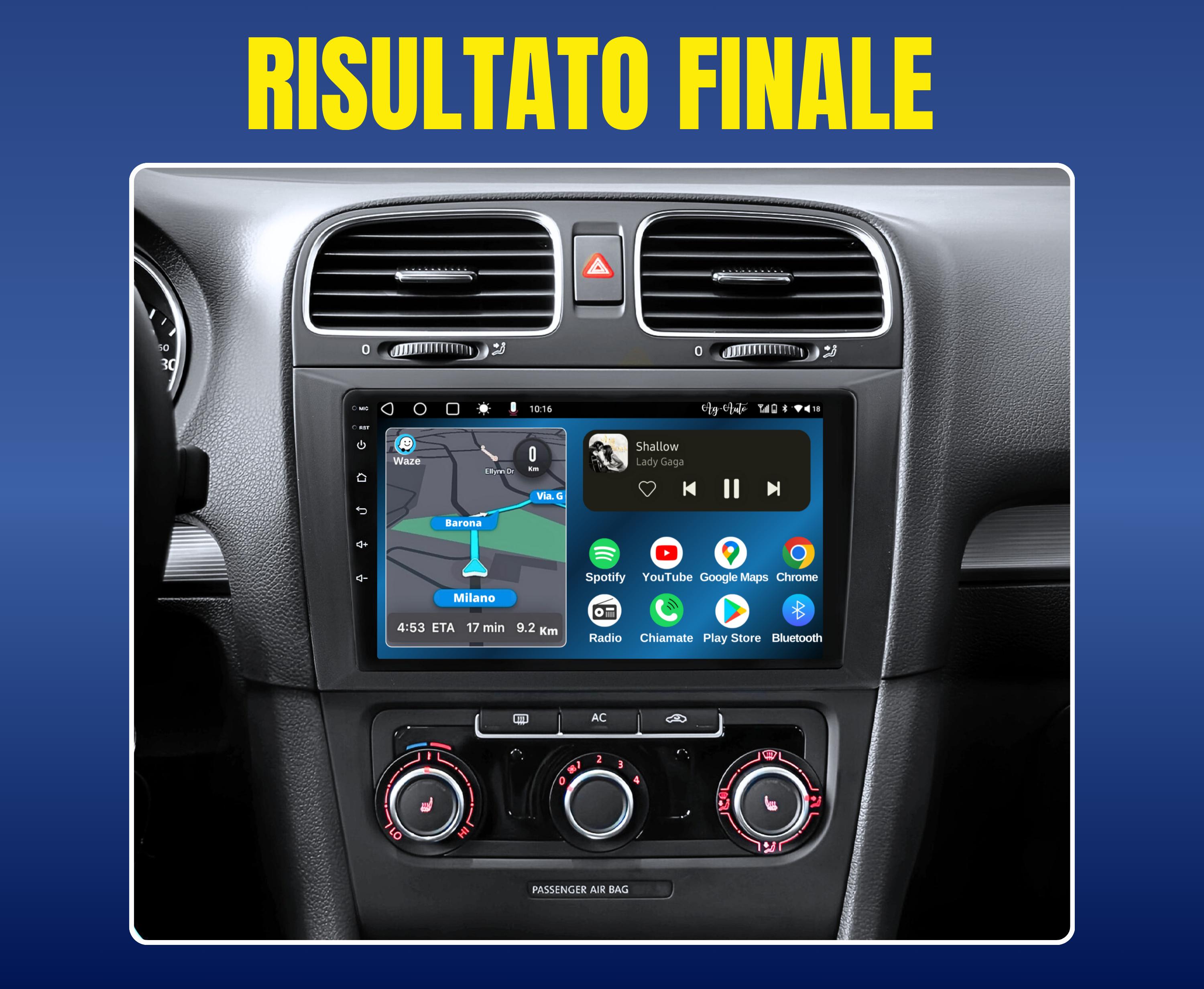 Volkswagen Golf 6 | 9 pollici - Mascherina Inclusa Autoradio 2 Din Android auto + Carplay / vw Stereo Touch 2/64gb | Navigatore GPS + Bluetooth + Wifi