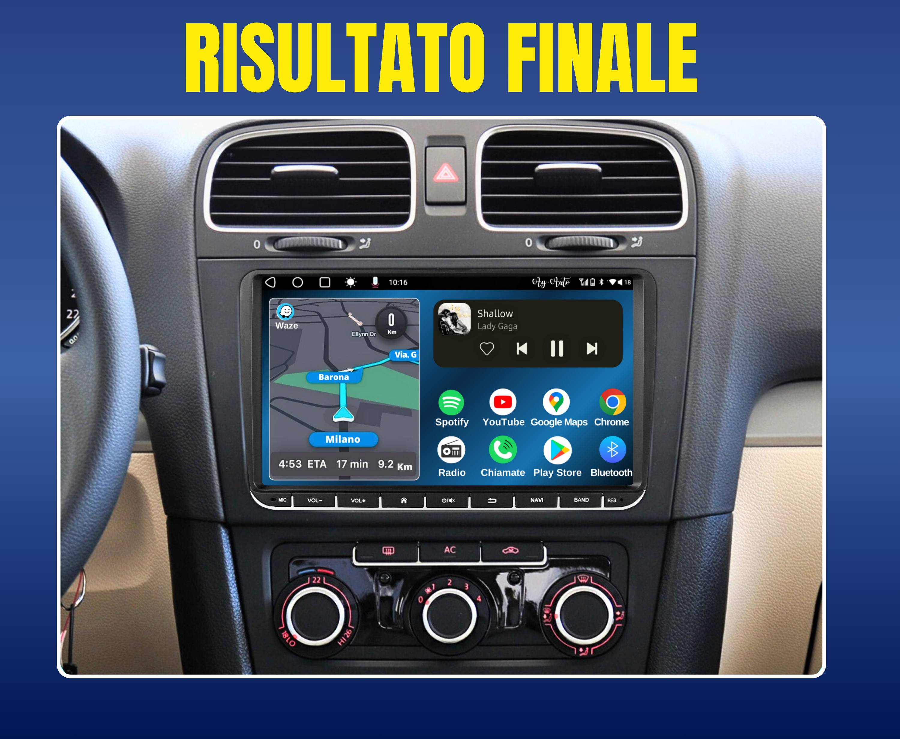 Volkswagen Caddy -  9" pollici Autoradio 2 Din Android auto + Carplay / vw Stereo Touch | Navigatore GPS + Bluetooth + Wifi