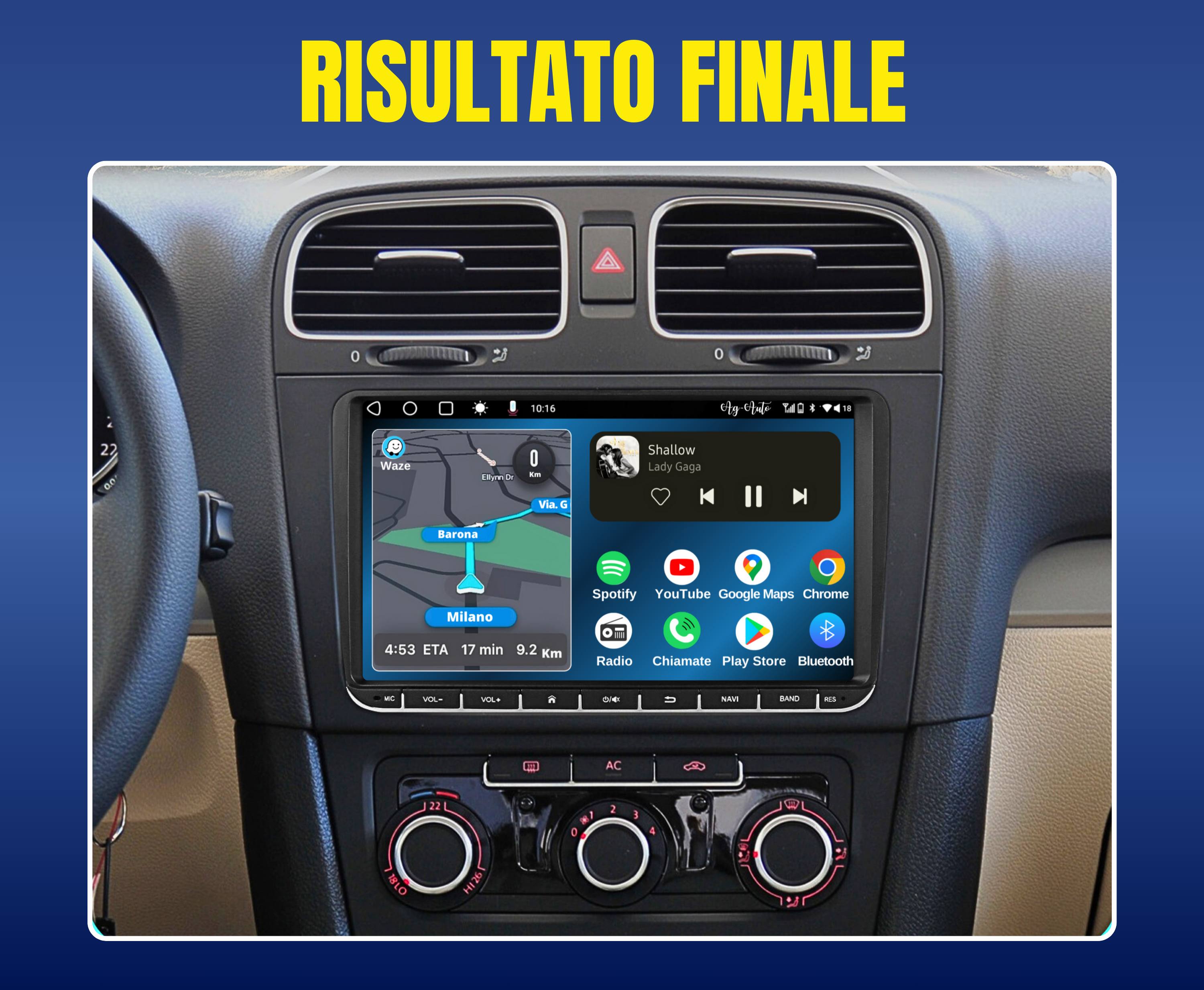 Volkswagen golf 5 & 6 - Gti - Plus - 9" pollici Autoradio 2 Din Android auto + Carplay / vw Stereo Touch | Navigatore GPS + Bluetooth + Wifi