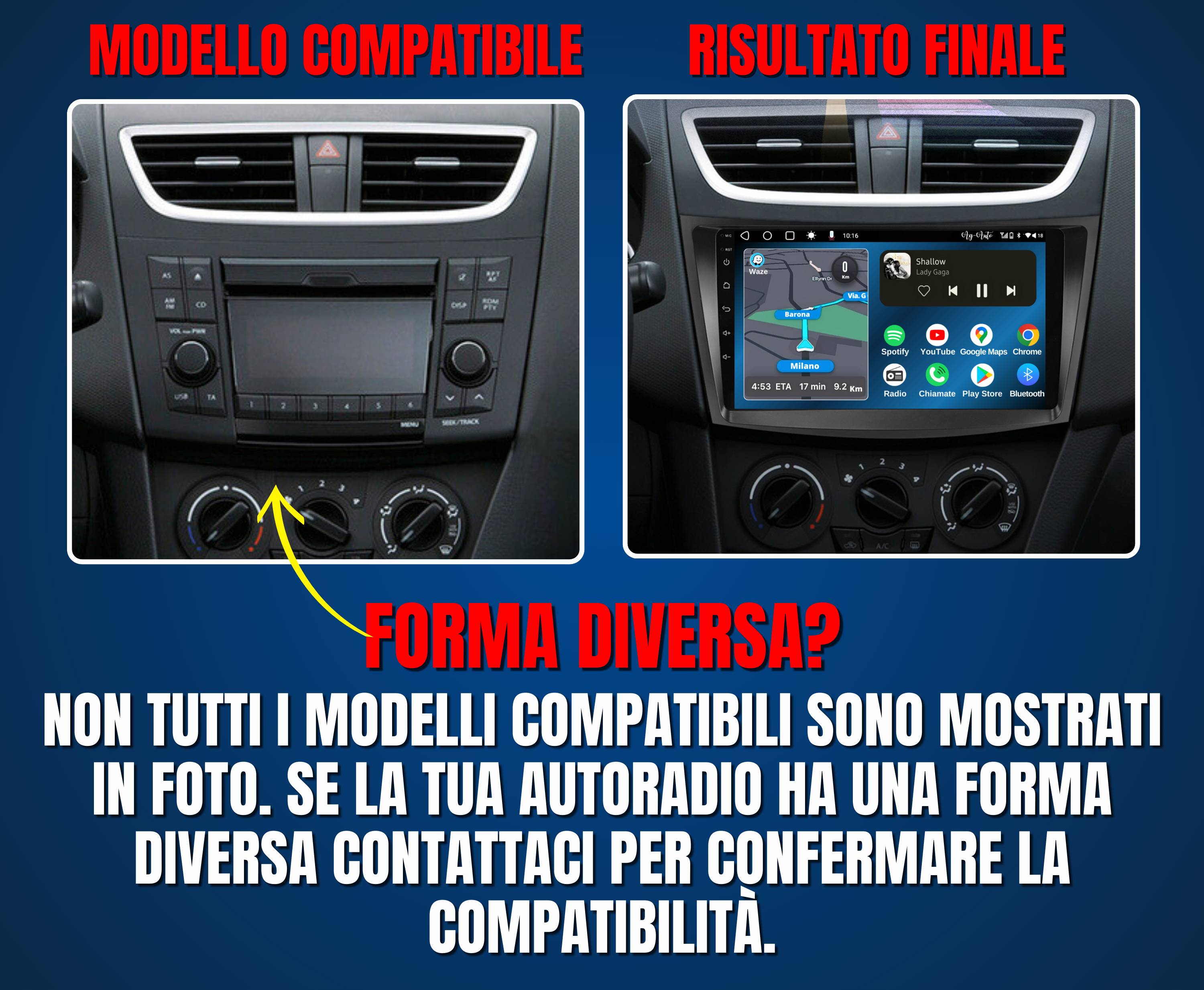 Suzuki Swift | 9 Pollici - Mascherina inclusa -Autoradio 2 Din Android auto + Carplay / Stereo Touch 2/64gb | Navigatore GPS + Bluetooth + Wifi