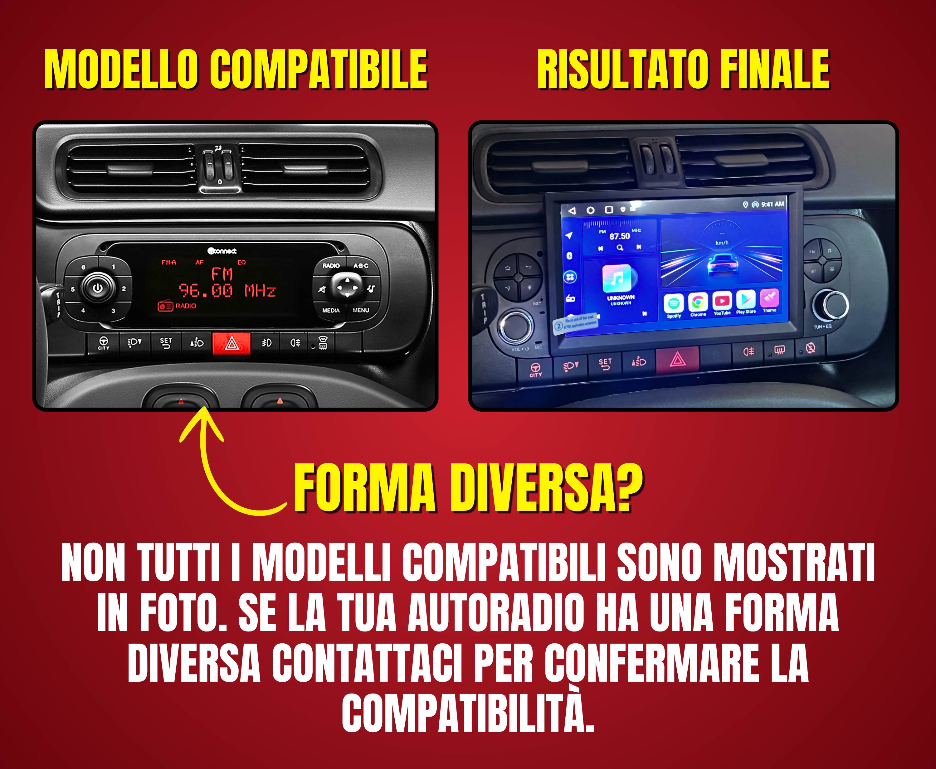 Fiat Panda (2013/2020) - Autoradio 2 Din Android auto + Carplay / Stereo Touch 2/32gb | USB + Navigatore GPS + Bluetooth + Wifi