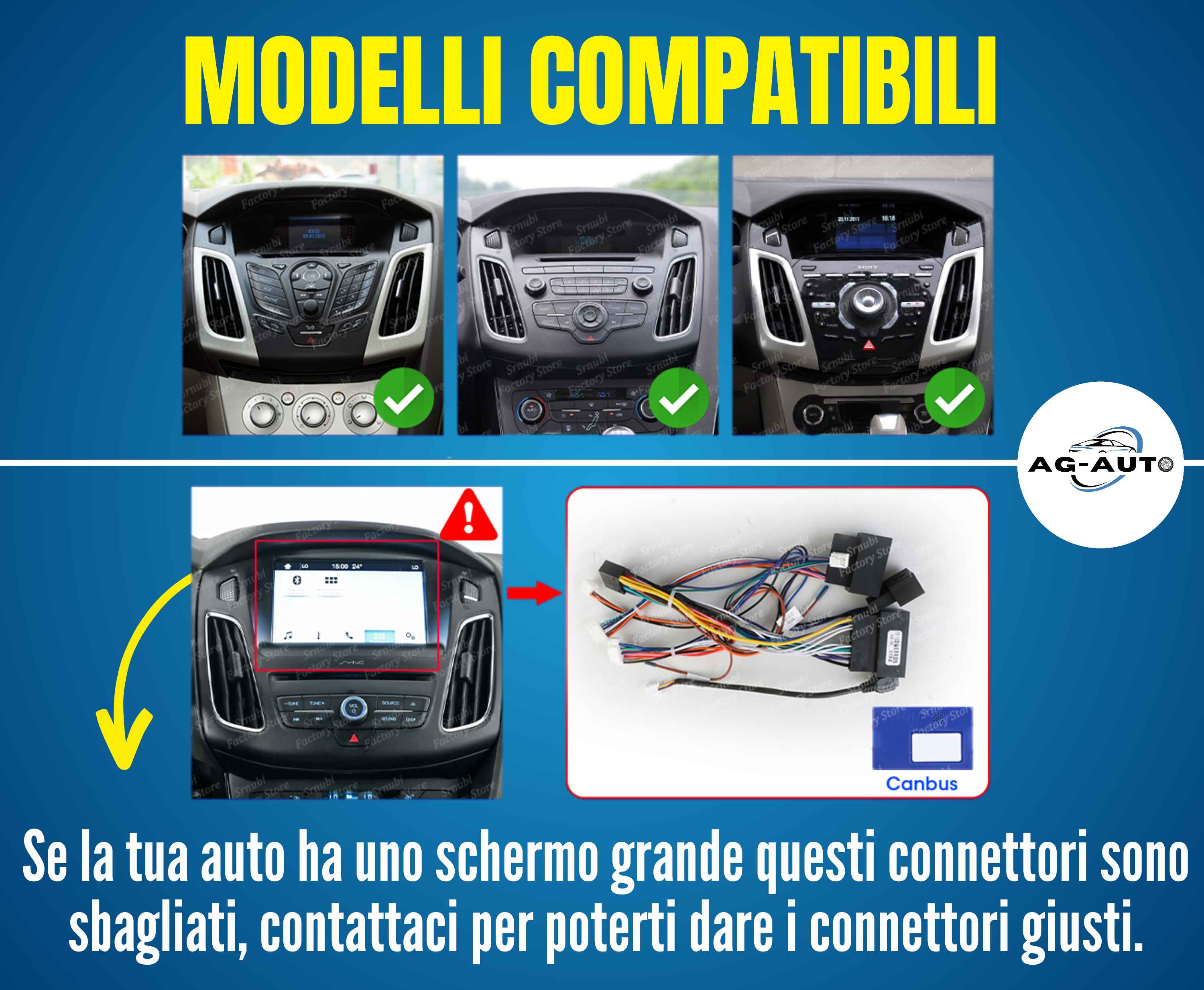 Ford Focus 3 Mk3  |  MASCHERINA INCLUSA Autoradio 2 Din Android auto + Carplay Stereo Touch | Navigatore GPS + Bluetooth + Wifi