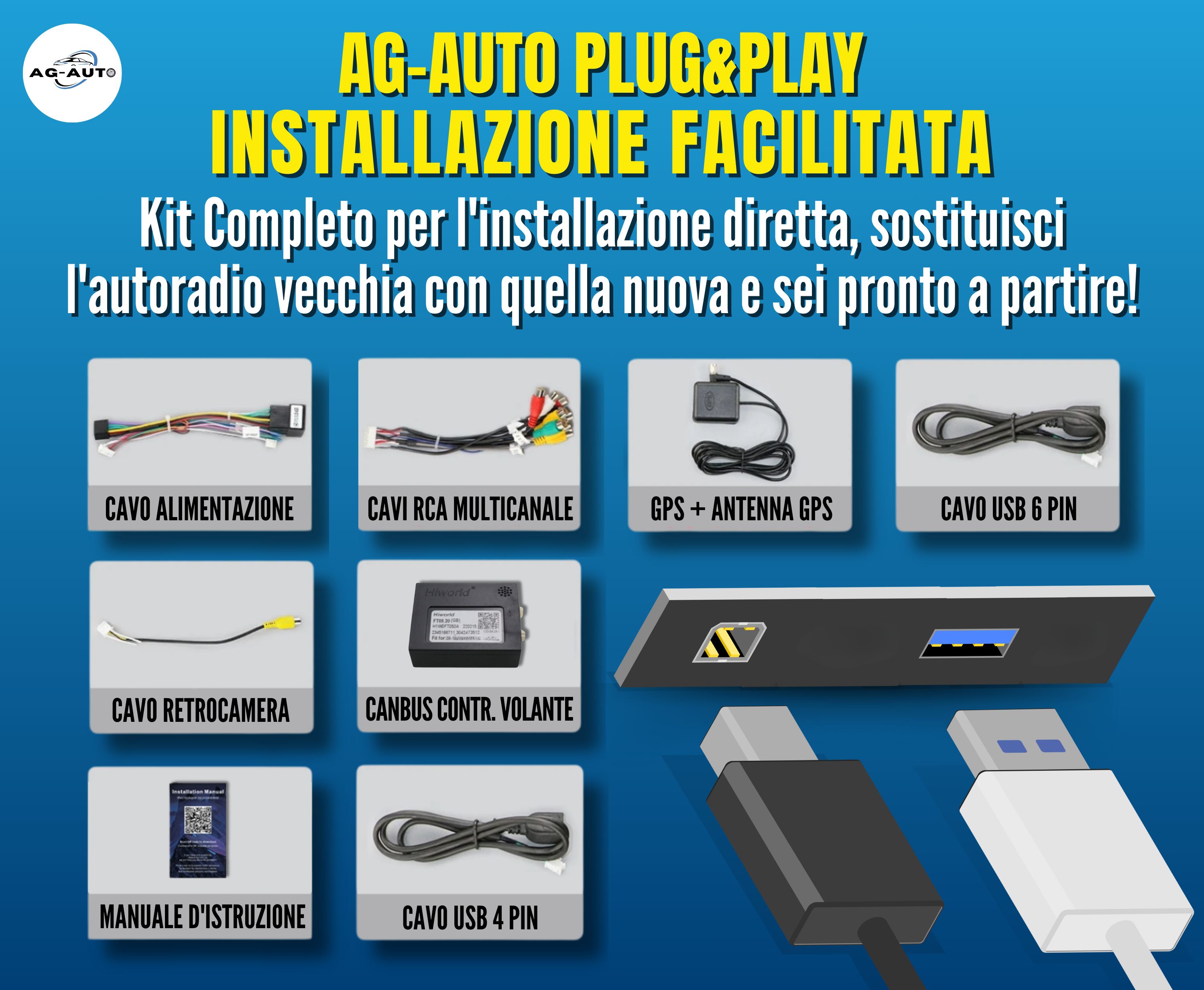 Ford Universale | Autoradio 2 Din Android auto + Carplay Stereo Touch | USB + Navigatore GPS + Bluetooth + Wifi