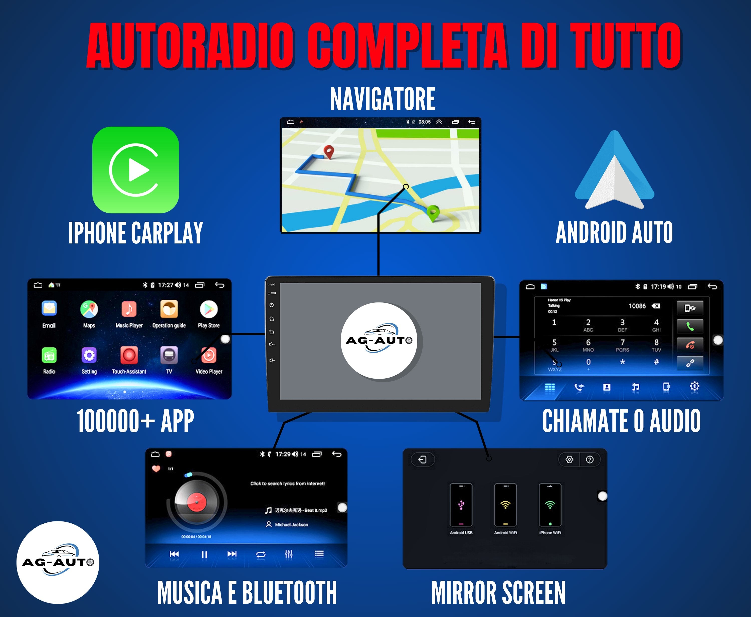 Suzuki Jimny 3 | 9 Pollici - Mascherina inclusa - Autoradio 2 Din Android auto + Carplay / Stereo Touch |Navigatore GPS + Bluetooth + Wifi