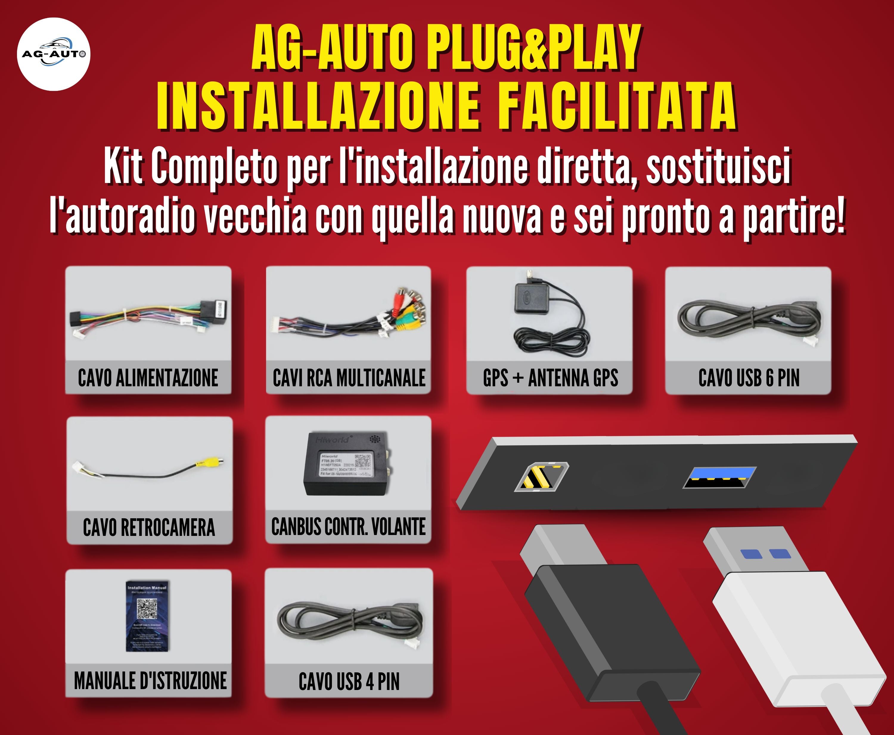 Fiat Grande punto  Autoradio 2 Din Android auto + Carplay / Stereo Touch 2/32gb | Navigatore GPS + Bluetooth + Wifi