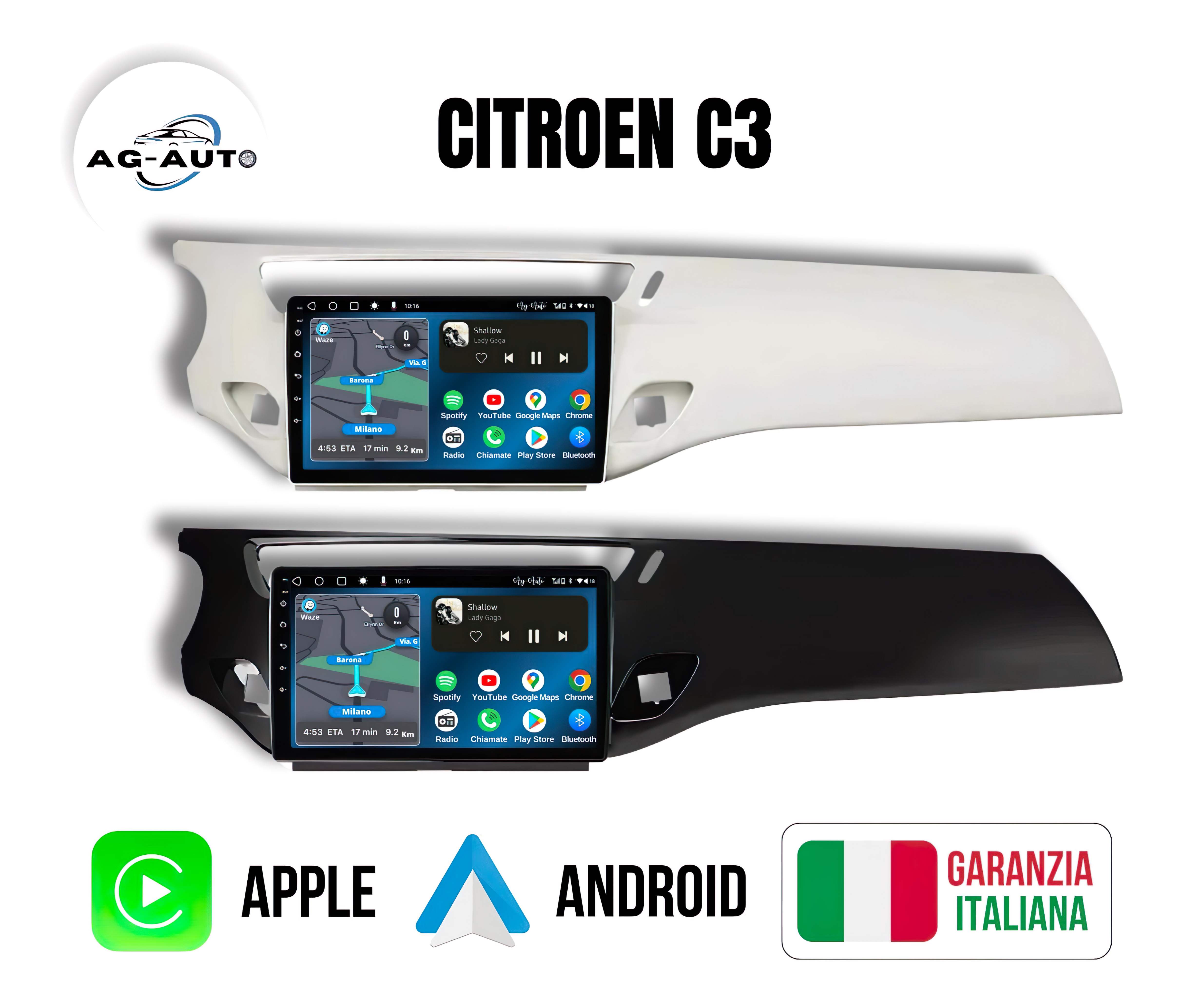 Citroen c3 / Ds 3 | 9 Pollici - Mascherina inclusa - Autoradio 2 Din Android auto + Carplay / c3 2a serie - Stereo Touch 2/32gb | Navigatore GPS + Bluetooth + Wifi