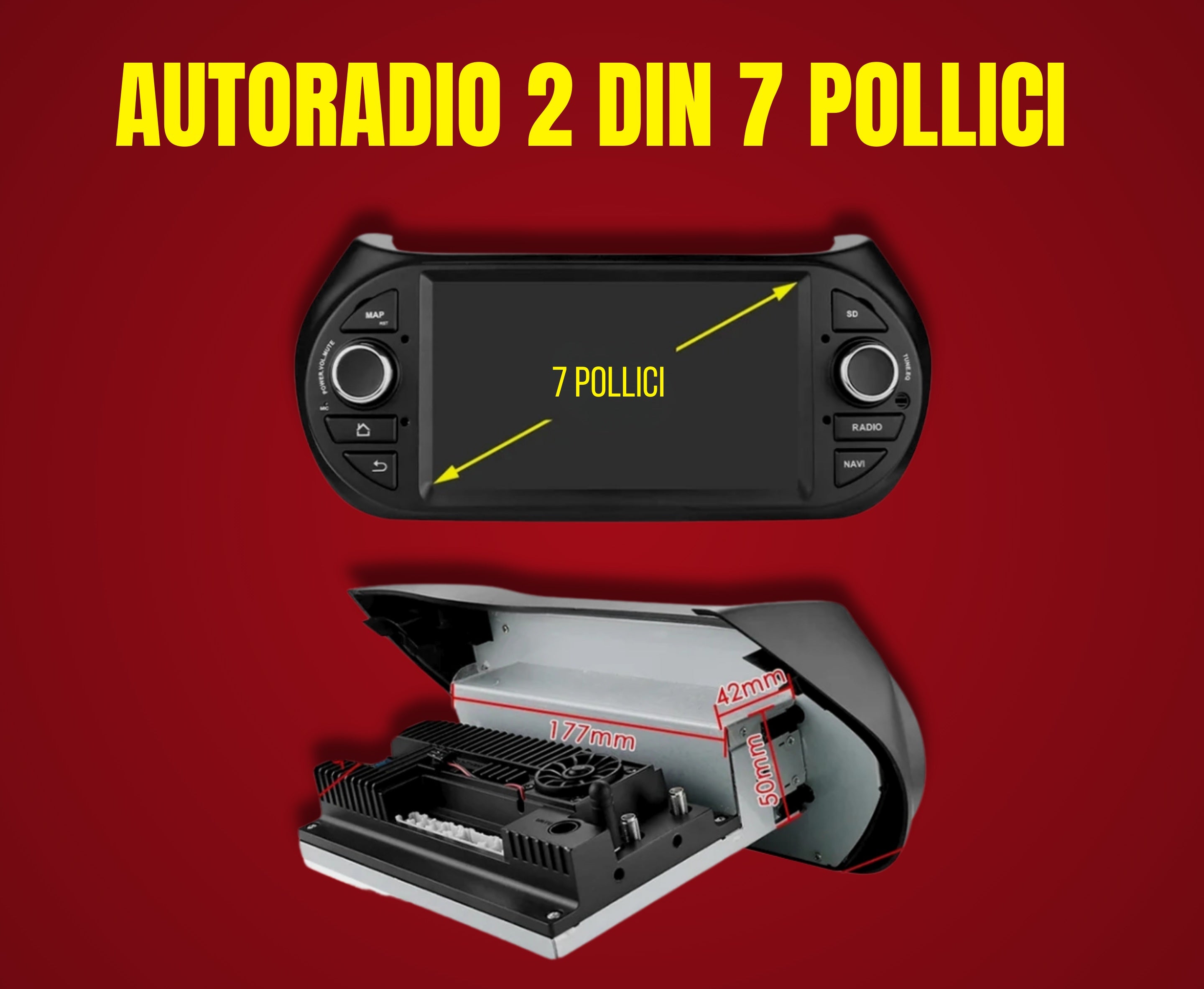 Fiat Fiorino - Qubo| Autoradio 2 Din Android auto + Carplay / Stereo Touch 2/32gb | Navigatore GPS + Bluetooth + Wifi