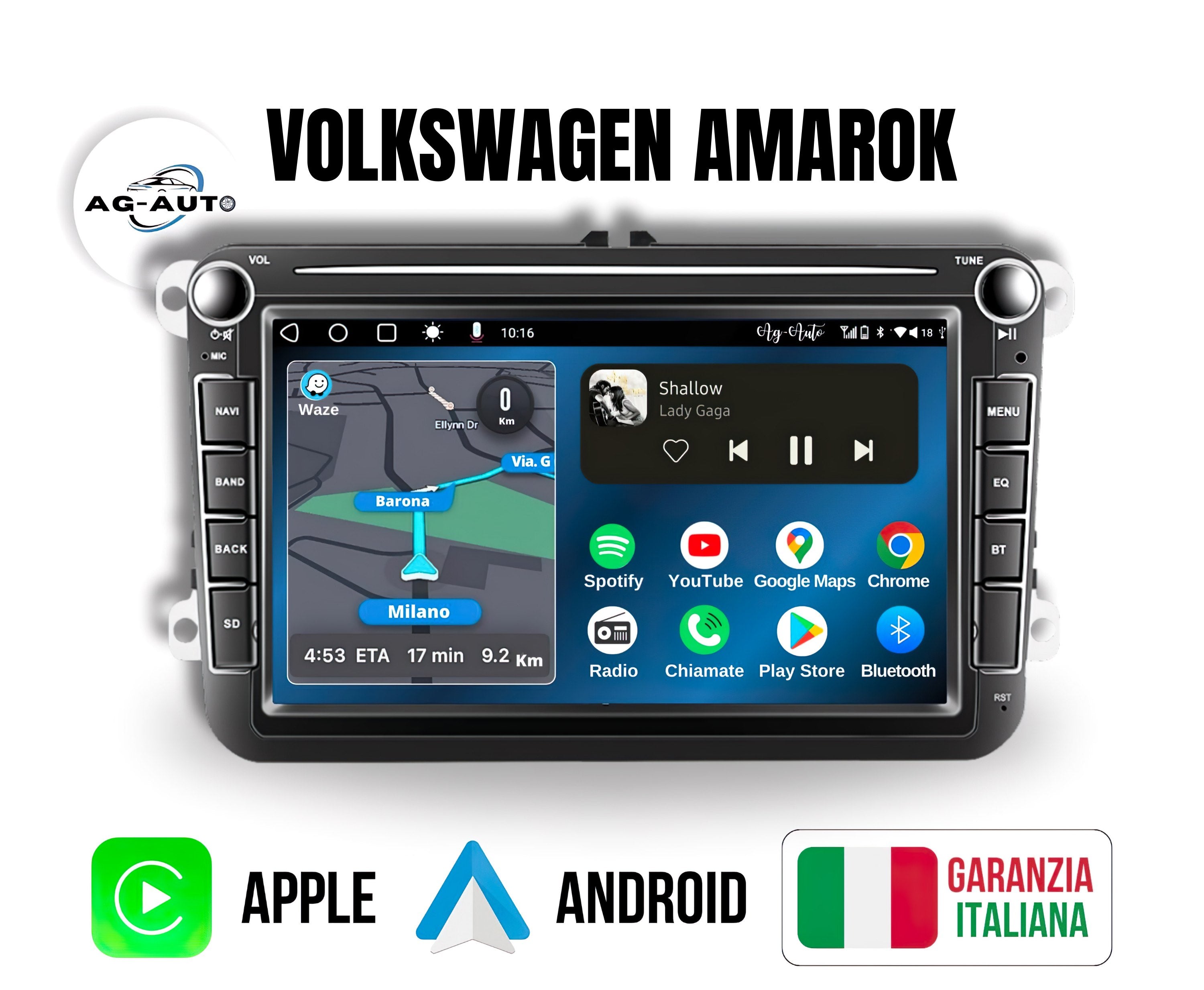 Volkswagen Amarok - 8" pollici Autoradio 2 Din Android auto + Carplay / vw Stereo Touch 2/64gb | Navigatore GPS + Bluetooth + Wifi