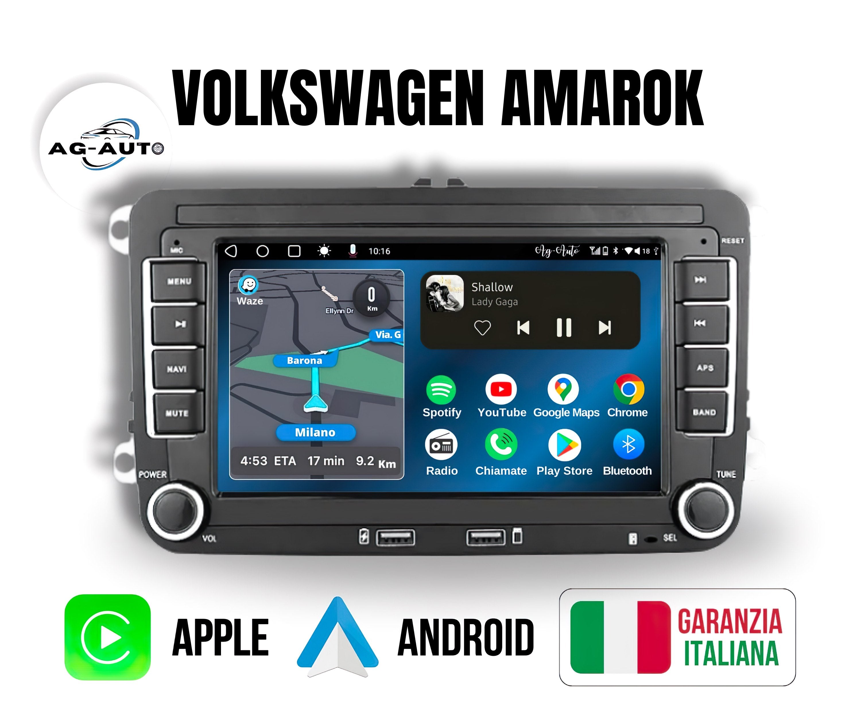 Volkswagen Amarok | Usb Autoradio 2 Din Android auto + Carplay / vw Stereo Touch | Navigatore GPS + Bluetooth + Wifi