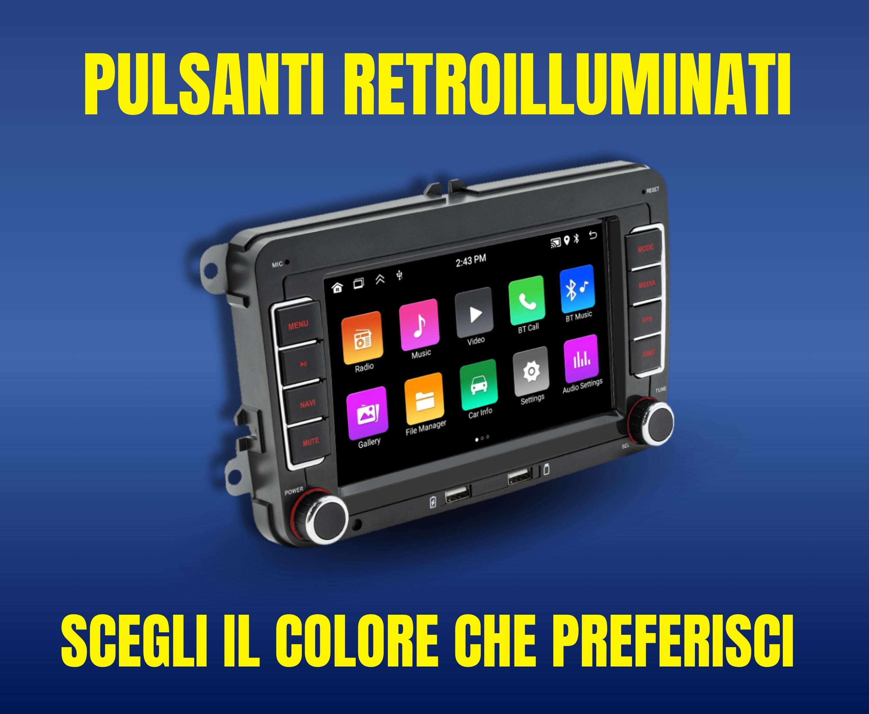 Volkswagen Polo - 6r - Sedan | usb Autoradio 2 Din Android auto + Carplay / vw Stereo Touch | Navigatore GPS + Bluetooth + Wifi