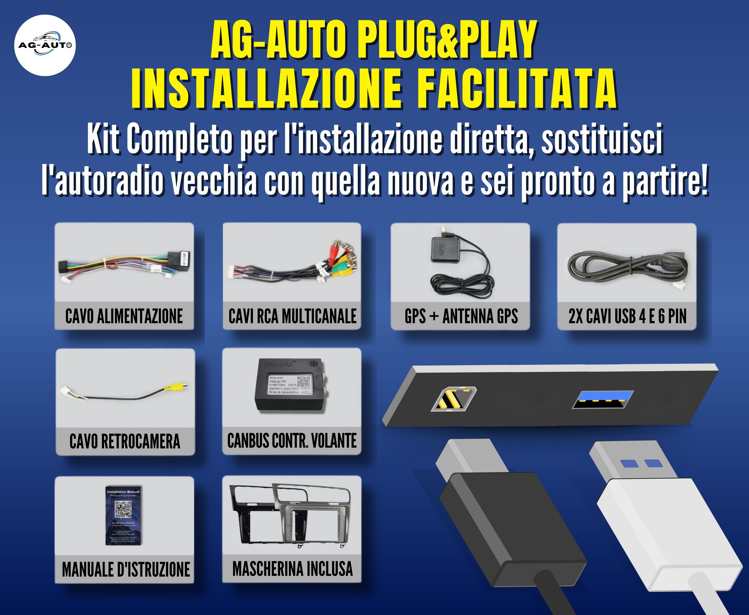 Volkswagen Golf 7 | 10 pollici - Mascherina Inclusa Autoradio 2 Din Android auto + Carplay / vw mk7 Stereo Touch  | Navigatore GPS + Bluetooth + Wifi