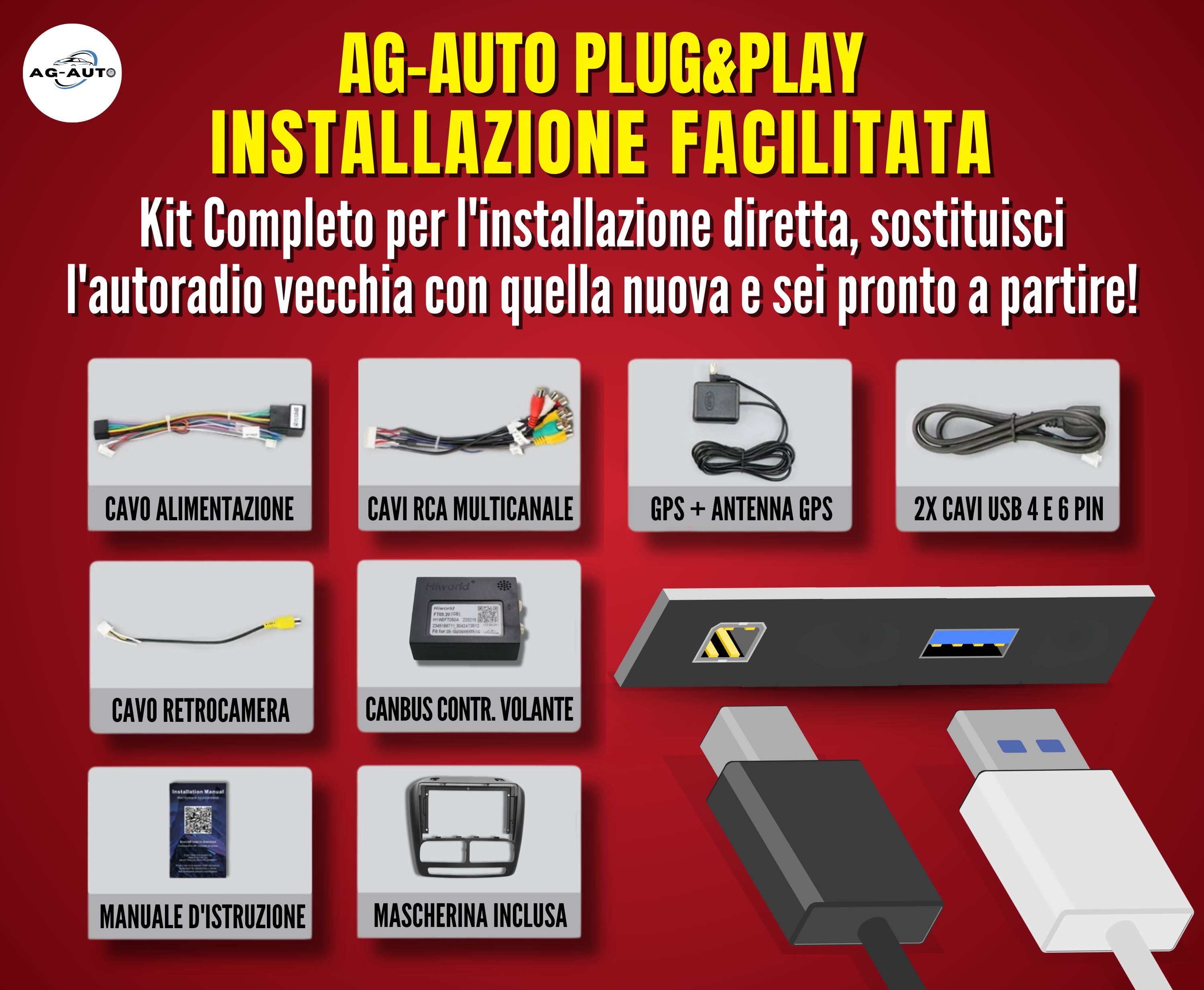 Fiat Doblò (2010-2015) 9 pollici | Mascherina Inclusa Autoradio 2 Din Android auto + Carplay / Stereo Touch 2/64gb - 4/64gb | Navigatore GPS + Bluetooth + Wifi