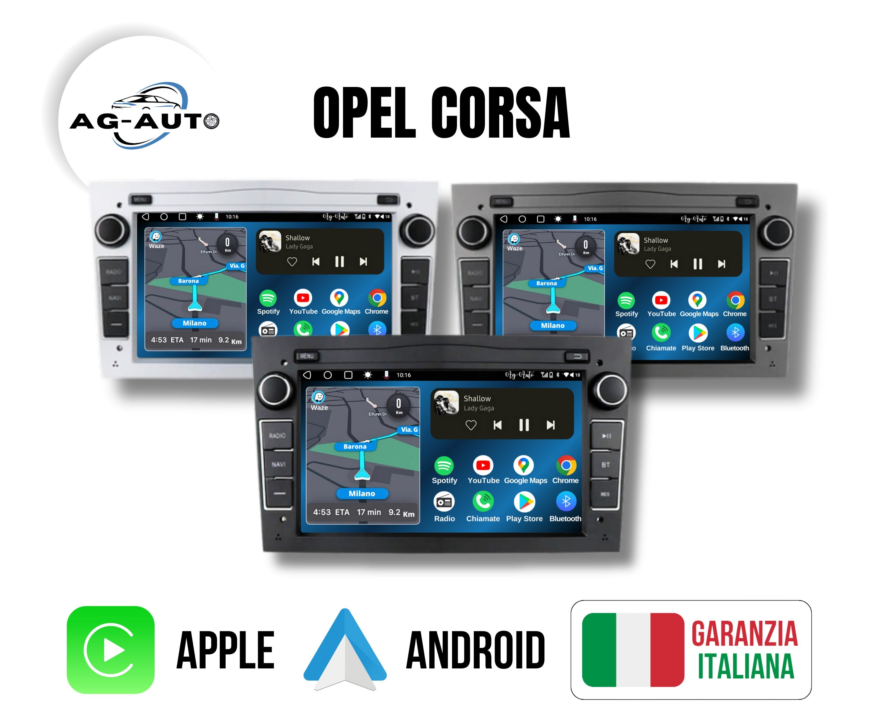 Opel Corsa C & D | 7 pollici - Autoradio 2 Din Android auto + Carplay / 2/32gb Stereo Touch | Navigatore GPS + Bluetooth + Wifi