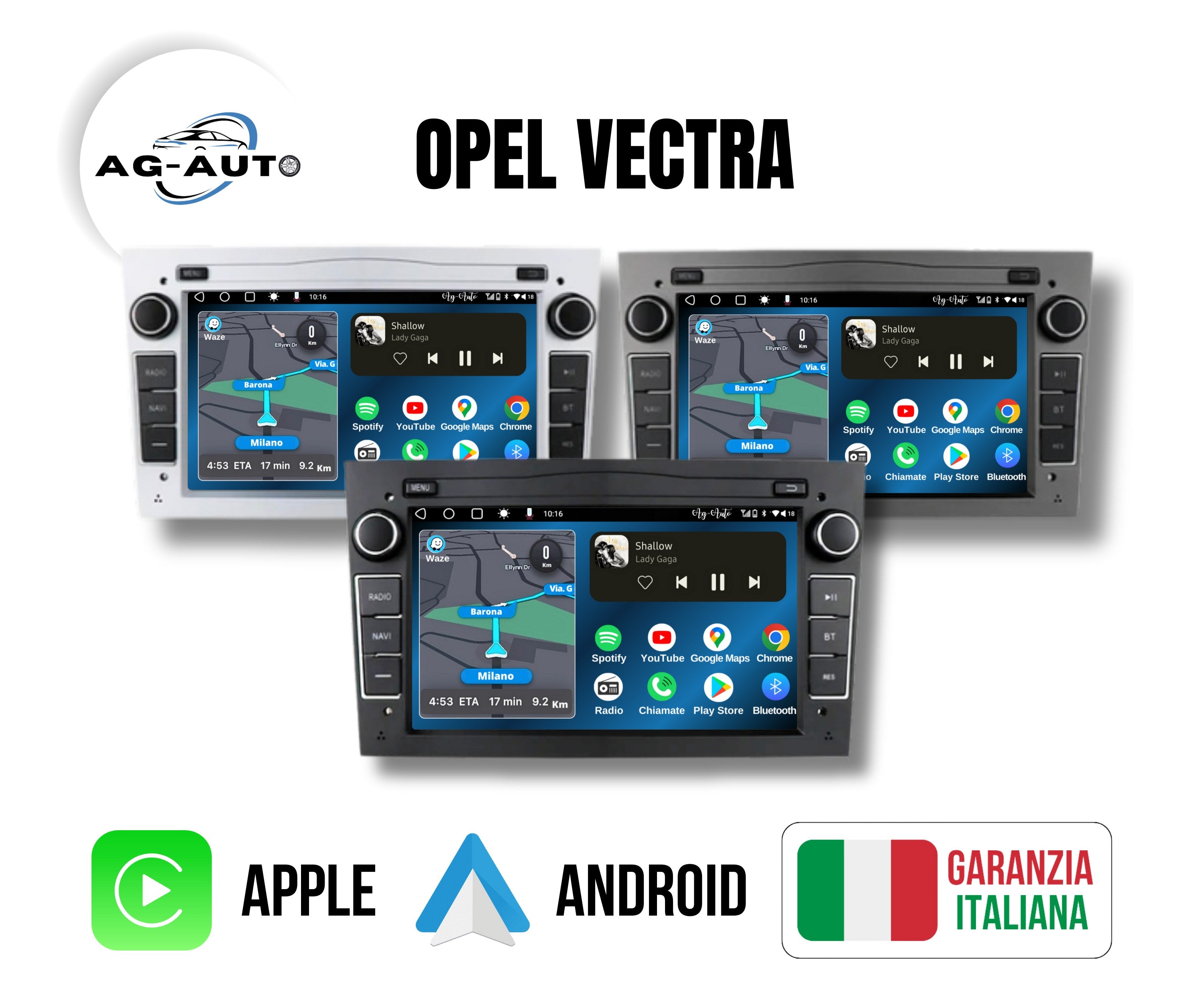 Opel Vectra C | 7 pollici Autoradio 2 Din Android auto + Carplay / 2/32gb - Stereo Touch | Navigatore GPS + Bluetooth + Wifi