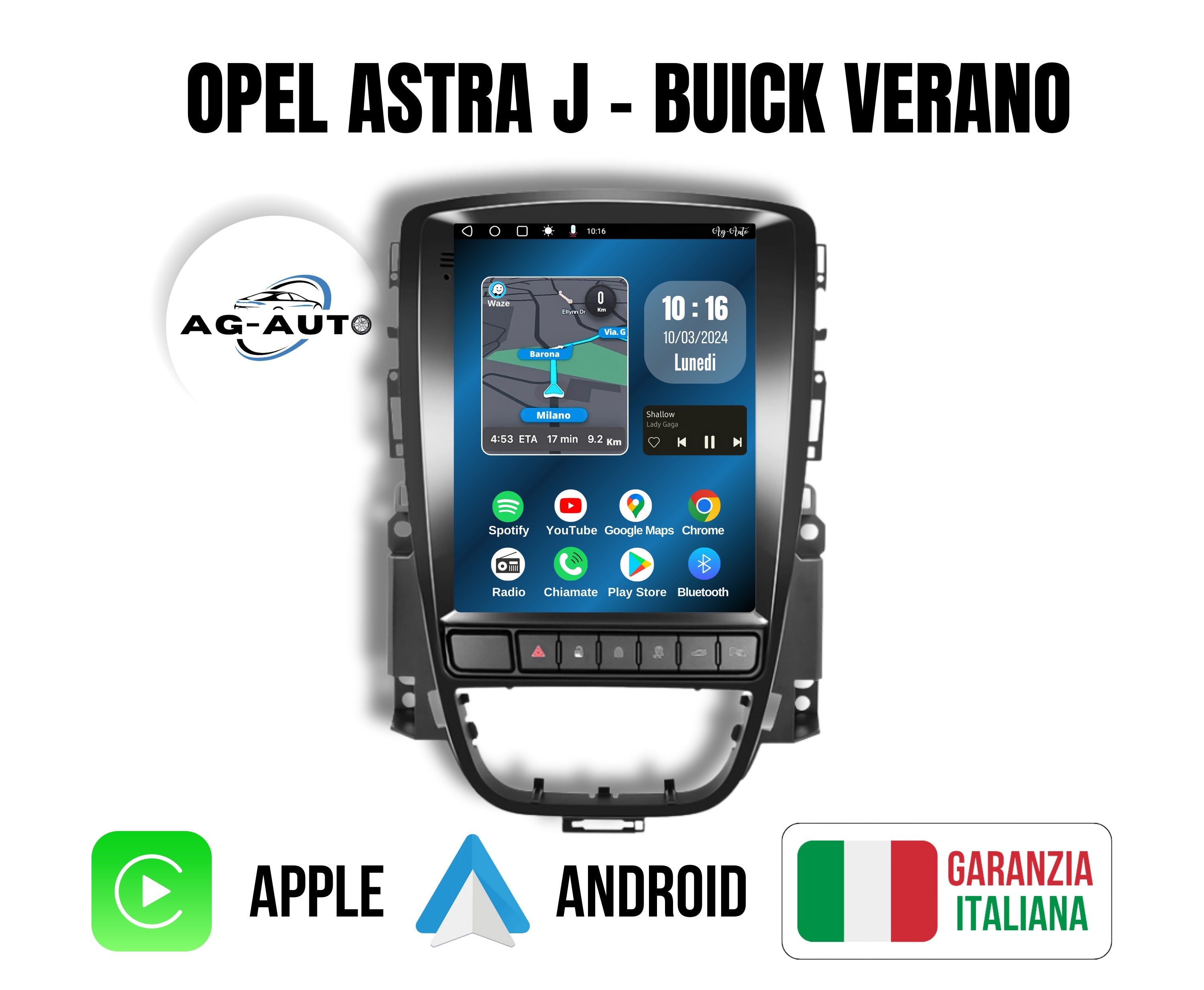 Opel Astra J - Buick Verano | Autoradio 2 Din Android auto + Carplay | 2/32gb - Stereo Touch Navigatore Gps + Bluetooth + Wifi