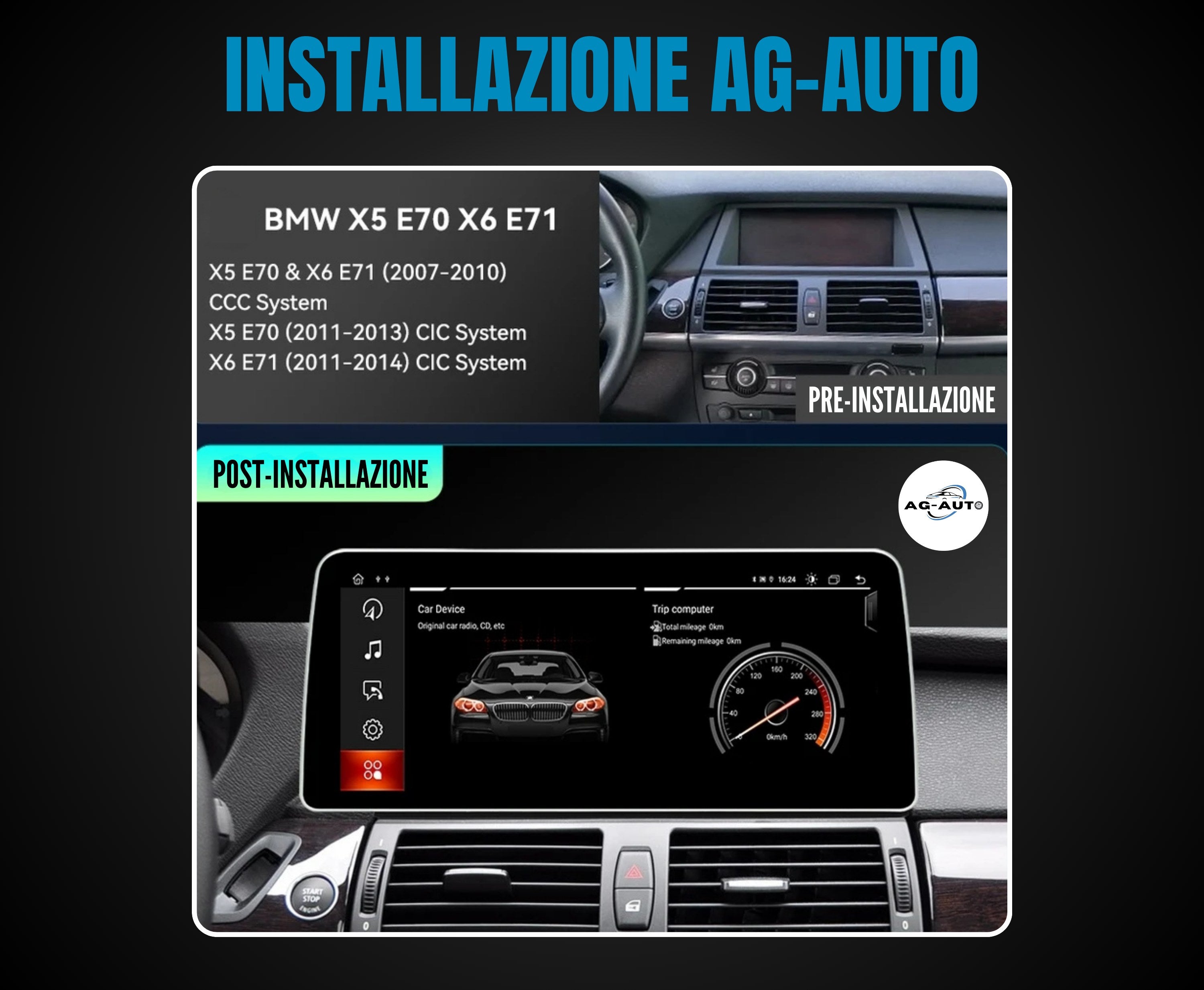 Bmw x5 & x6 | 10.1 Pollici - Mascherina inclusa - Autoradio 2 Din Android auto + Carplay / Bmw e70 e71 Stereo Touch - 2/32gb Navigatore GPS /  + Bluetooth + Wifi