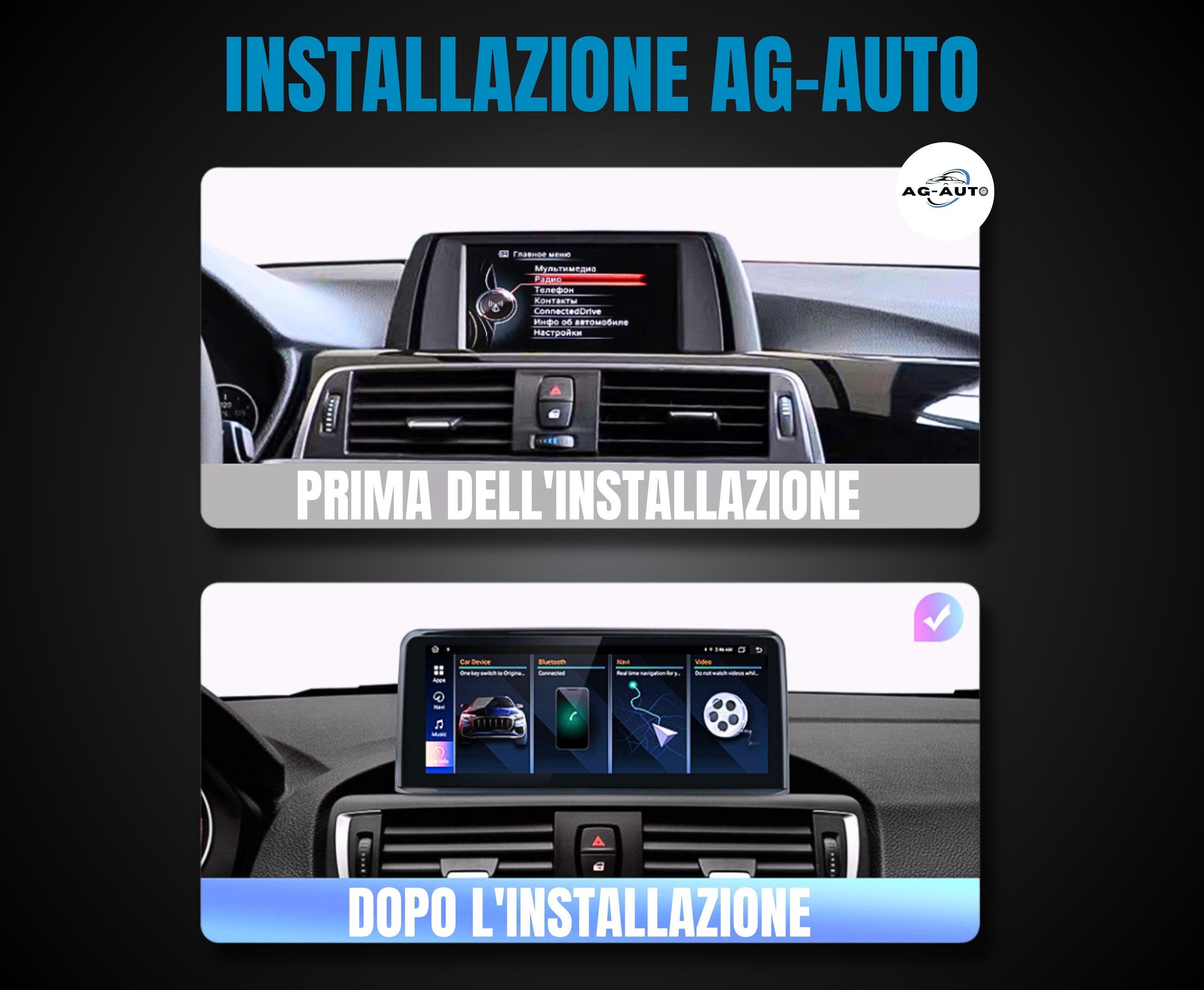 BMW serie 3 - Autoradio 2 Din Android auto + Carplay / Bmw f30 f31 f34 Stereo Touch 2/32gb 4/64gb Navigatore GPS /  + Bluetooth + Wifi