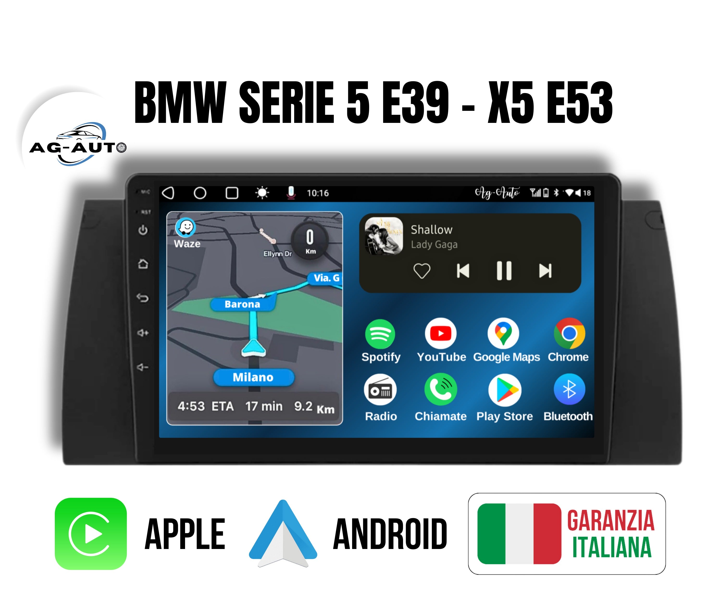 Bmw serie 5 & x5 | Autoradio 2 Din Android auto + Carplay / bmw e39 e53 Stereo Touch 2/64gb - 4/64gb | Navigatore GPS + Bluetooth + Wifi