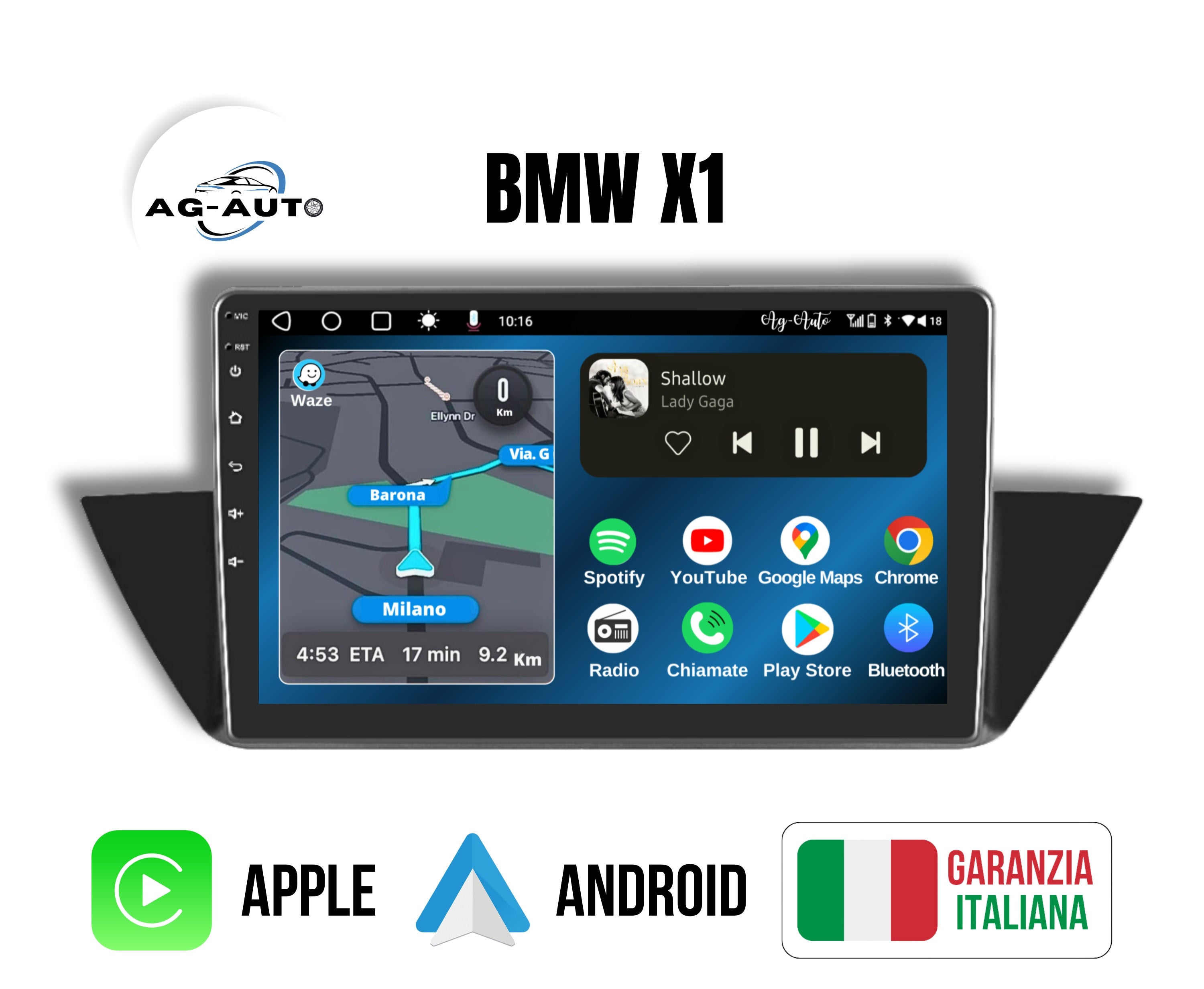 Bmw x1 e84 | 9 Pollici - Mascherina inclusa - Autoradio 2 Din Android auto + Carplay / Stereo Touch | Navigatore GPS + Bluetooth + Wifi