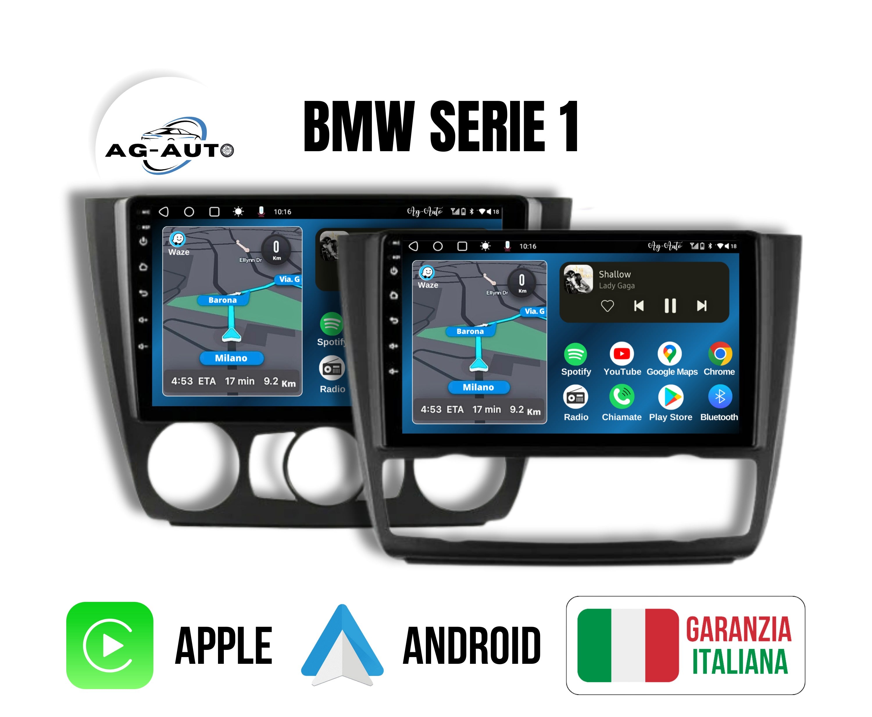 Bmw serie 1 | Autoradio 2 Din Android auto + Carplay / bmw e81 e82 e87 e88 Stereo Touch 2/64gb | Navigatore GPS + Bluetooth + Wifi