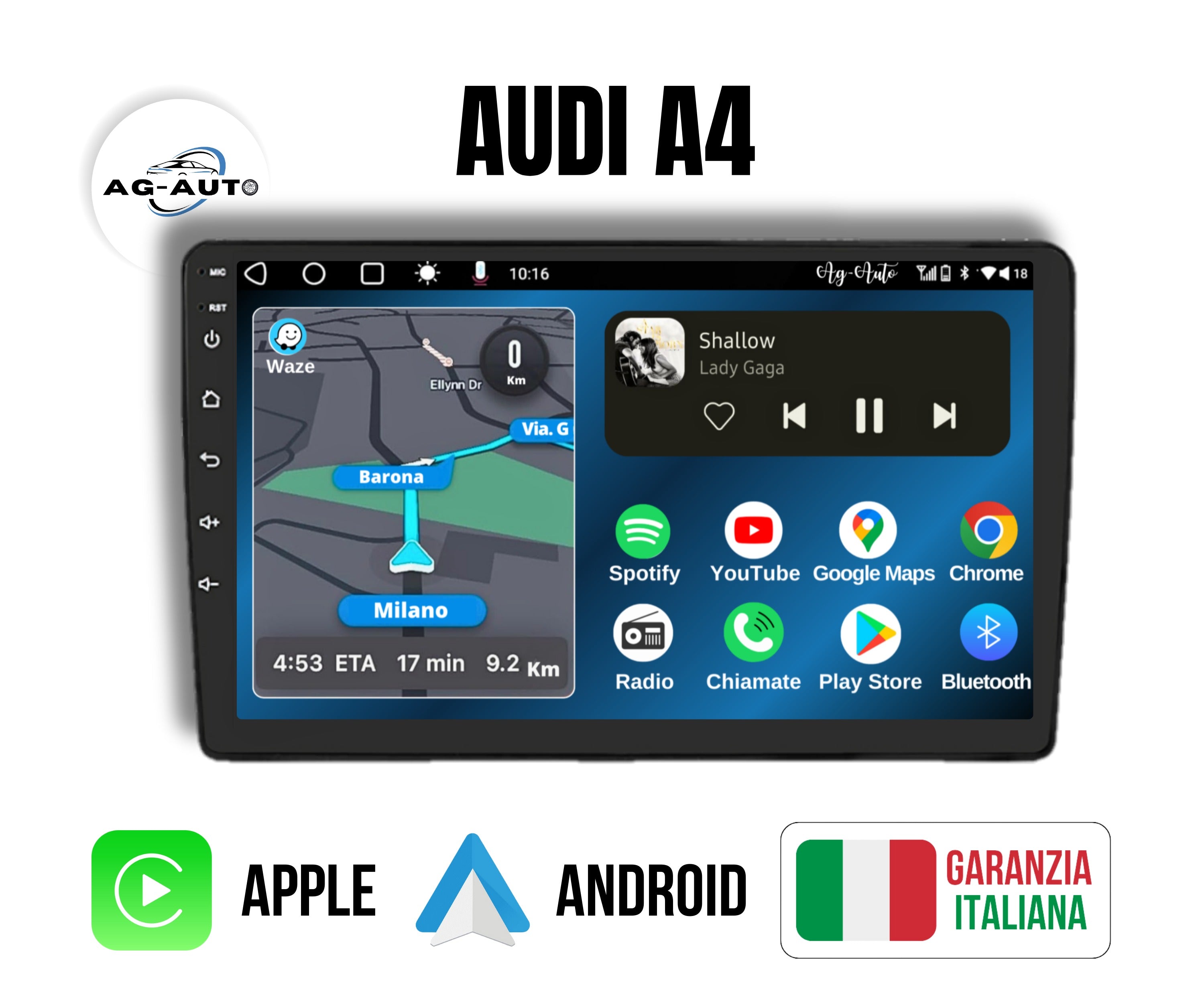 Audi a4 s4 rs4 | Autoradio 2 Din Android auto + Carplay / Audi 8E 8H b6 b7  Stereo Touch 2/64gb  | Navigatore GPS + Bluetooth + Wifi