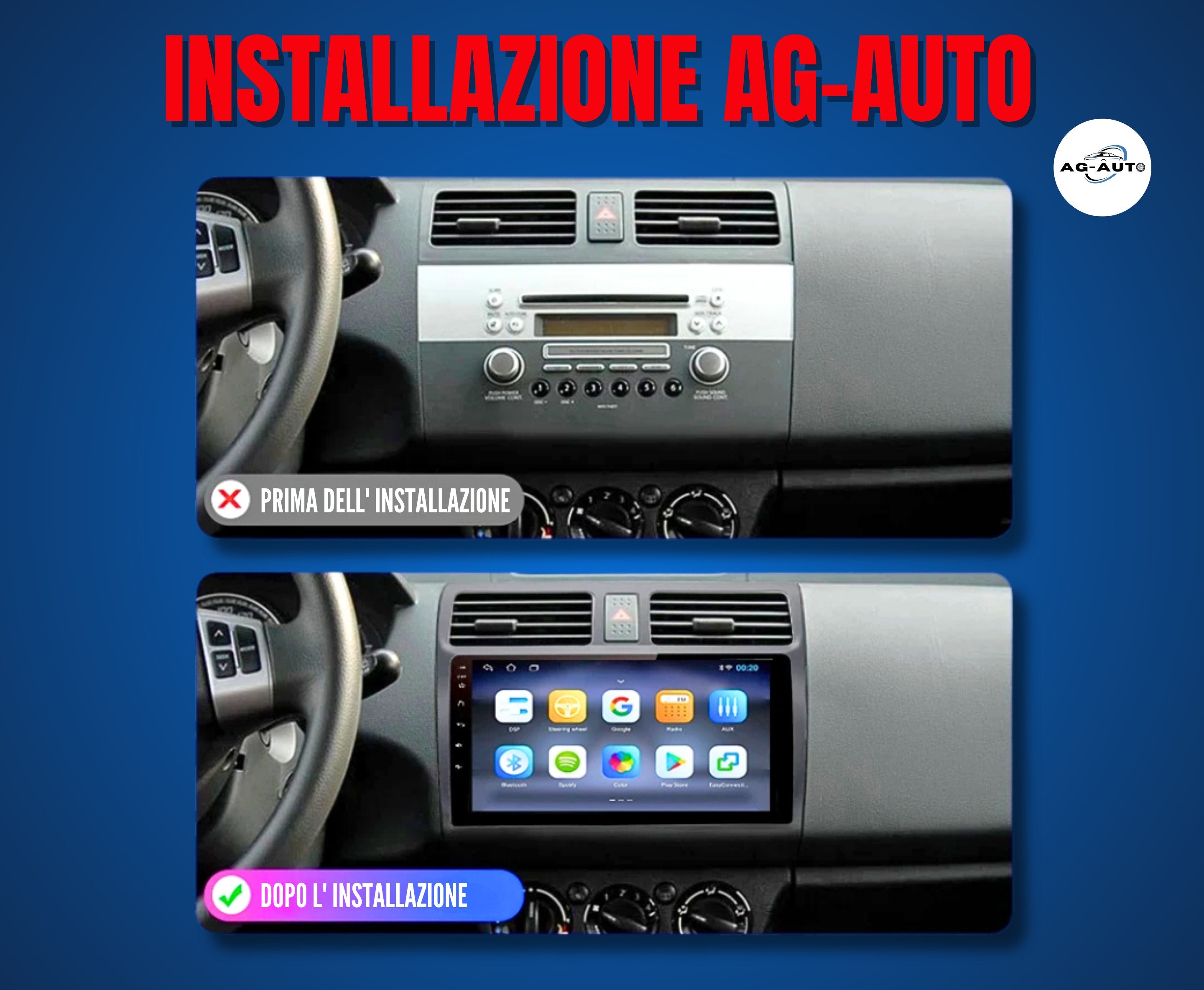 Suzuki Swift 4 | 9 Pollici - Mascherina inclusa - Autoradio 2 Din Android auto + Carplay / Stereo Touch 2/64gb | Navigatore GPS + Bluetooth + Wifi