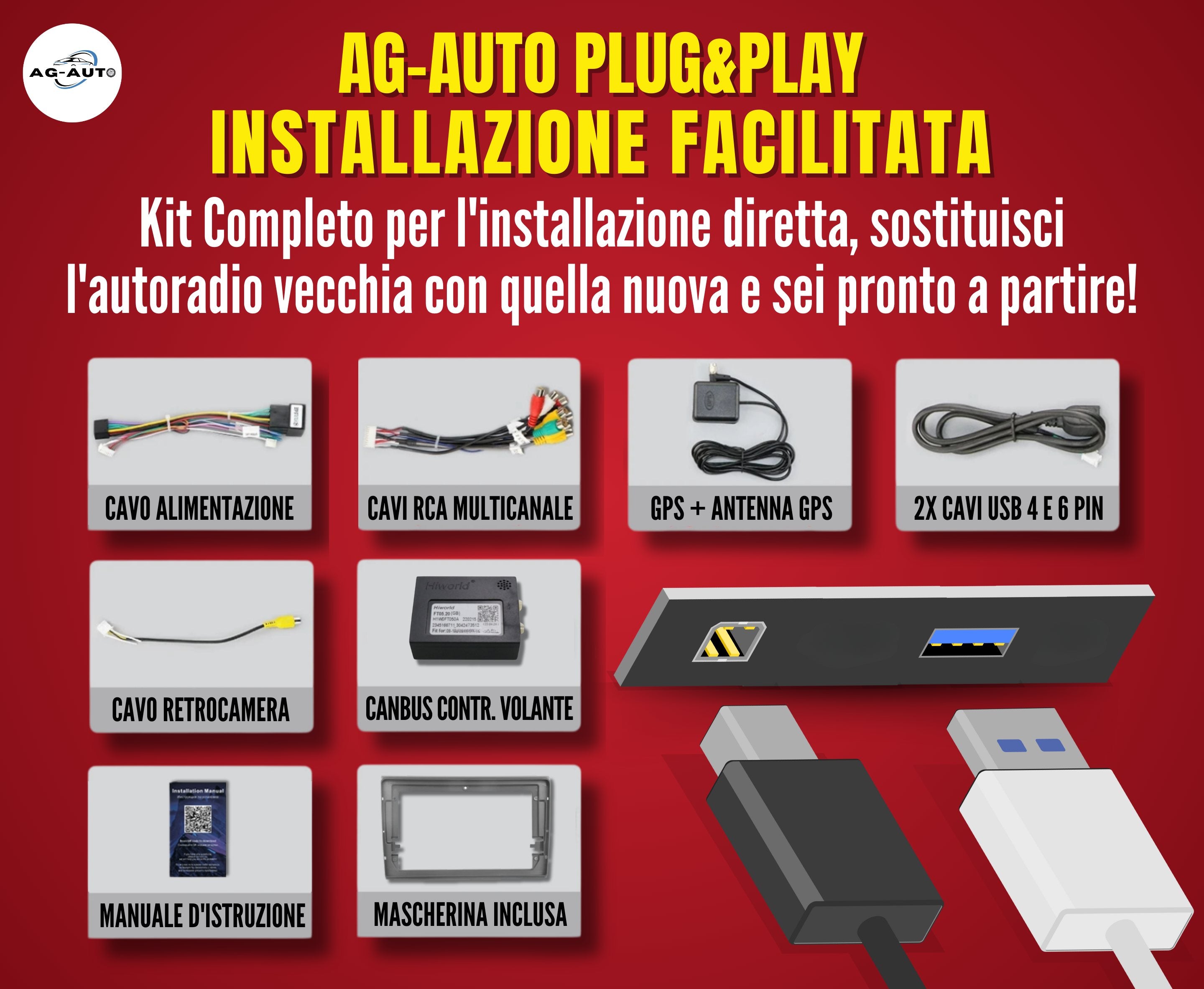 Fiat Bravo | 9 pollici | Mascherina Inclusa - Autoradio 2 Din Android auto + Carplay / Stereo Touch | Navigatore GPS + Bluetooth + Wifi 2/64gb - 4/64gb