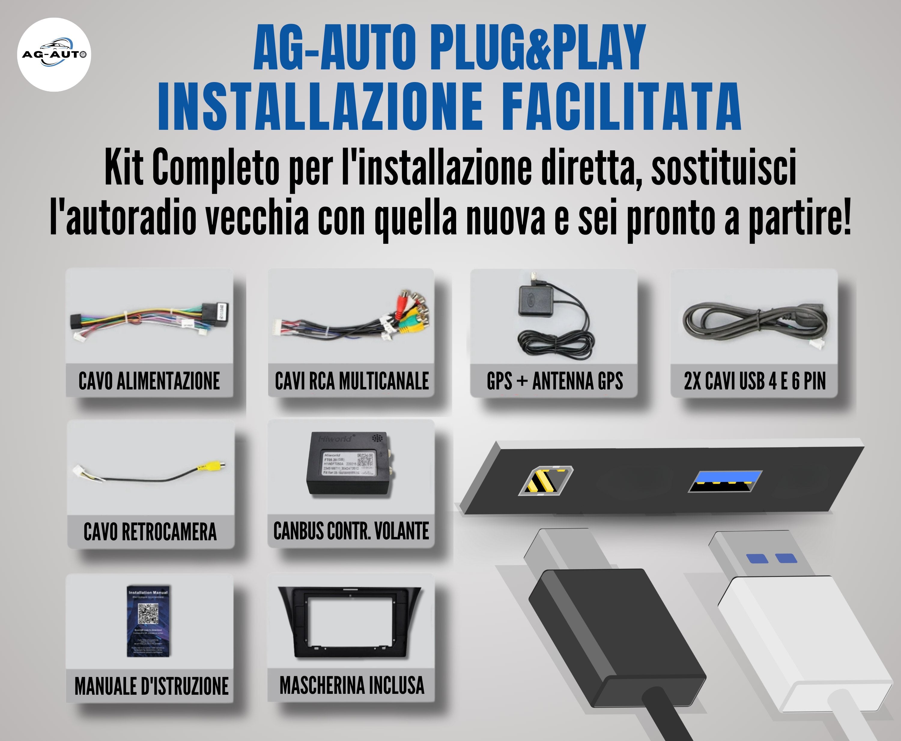 Iveco Daily | 9 pollici - Mascherina Inclusa -  Autoradio 2 Din Android auto + Carplay / Stereo Touch 2/64gb | Navigatore GPS + Bluetooth + Wifi